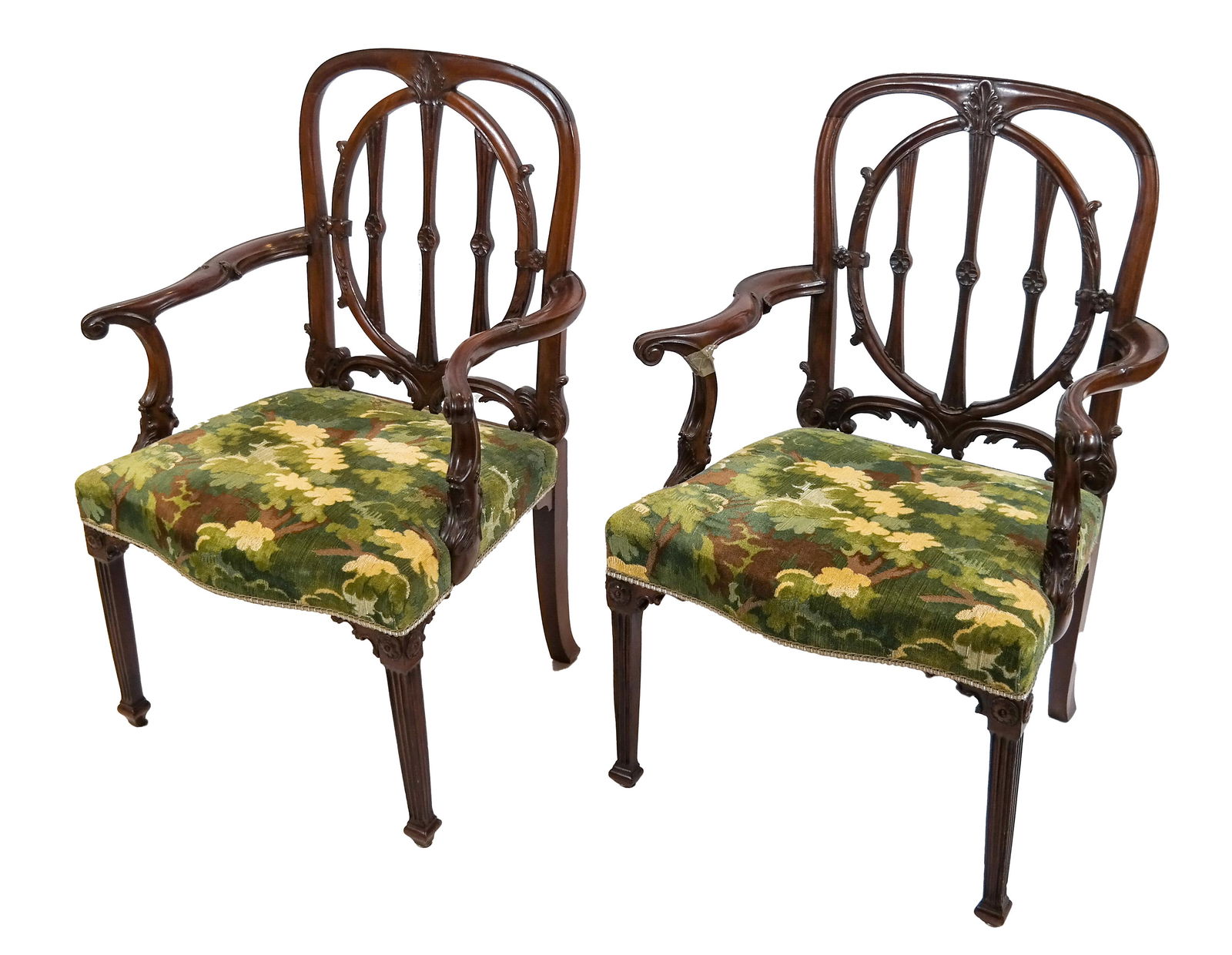 Pair Chippendale-Style Arms Chairs (1 of 6)