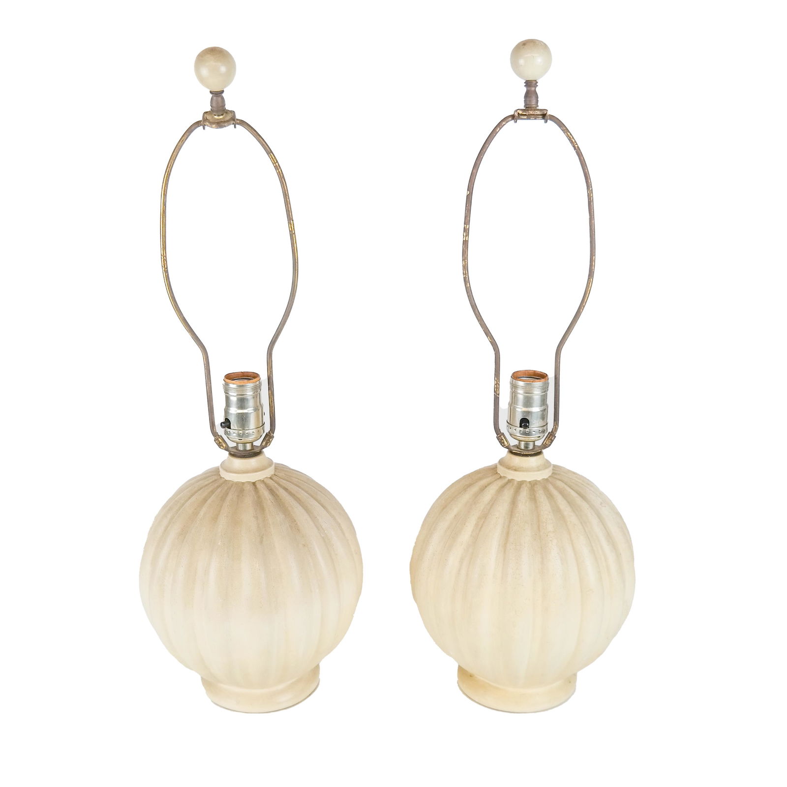 Pair of Plaster Gourd-Form Lamps (1 of 1)