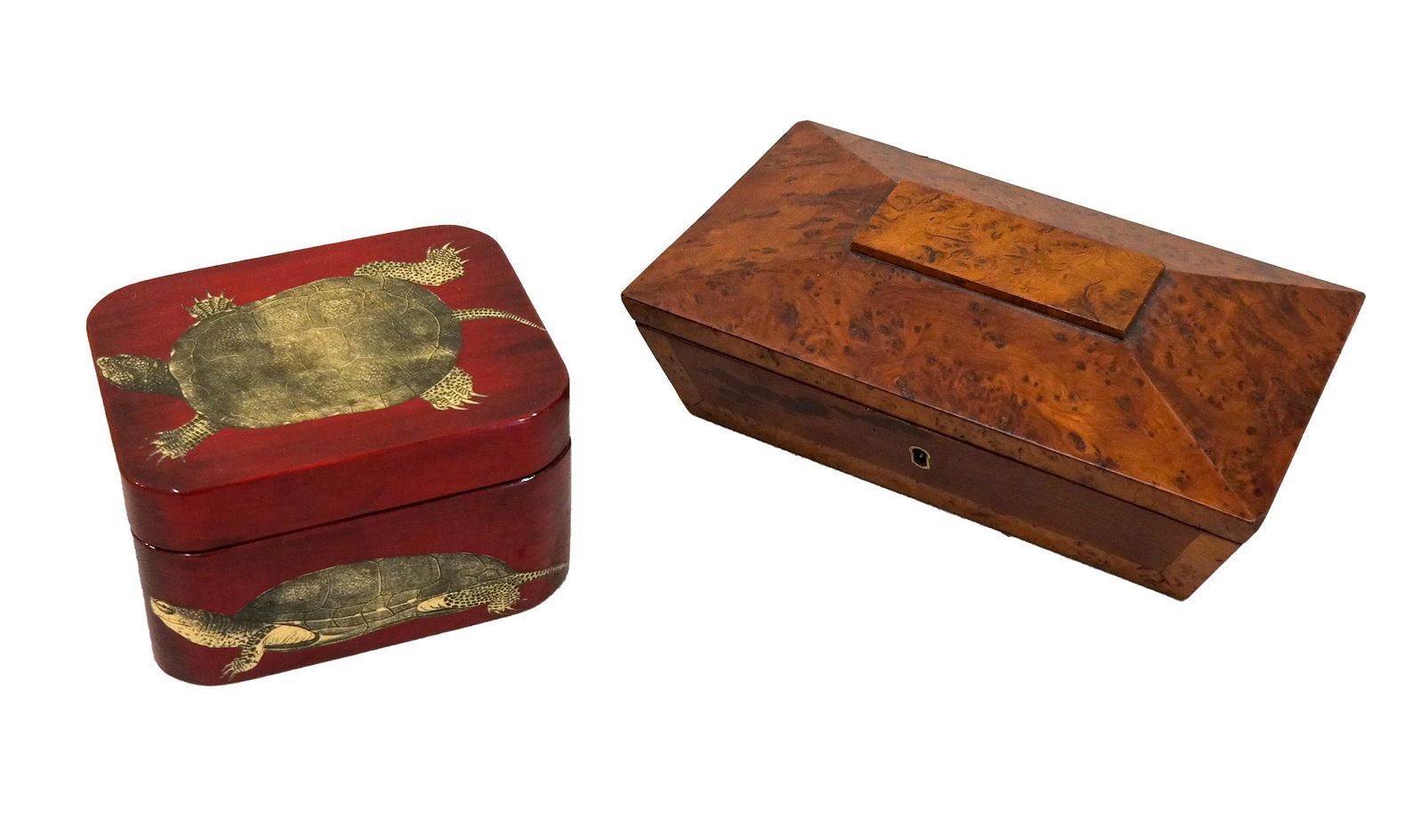 Two Boxes: Bird's Eye Maple & Red Lacquer (1 of 8)