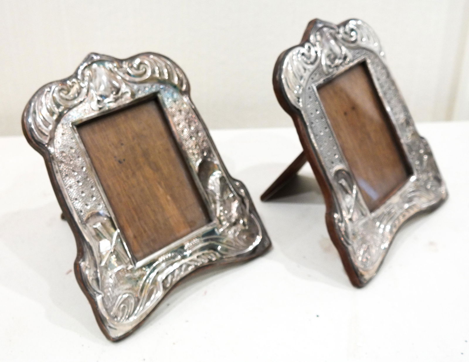 Pair English Sterling Silver & Wood Frames (1 of 4)