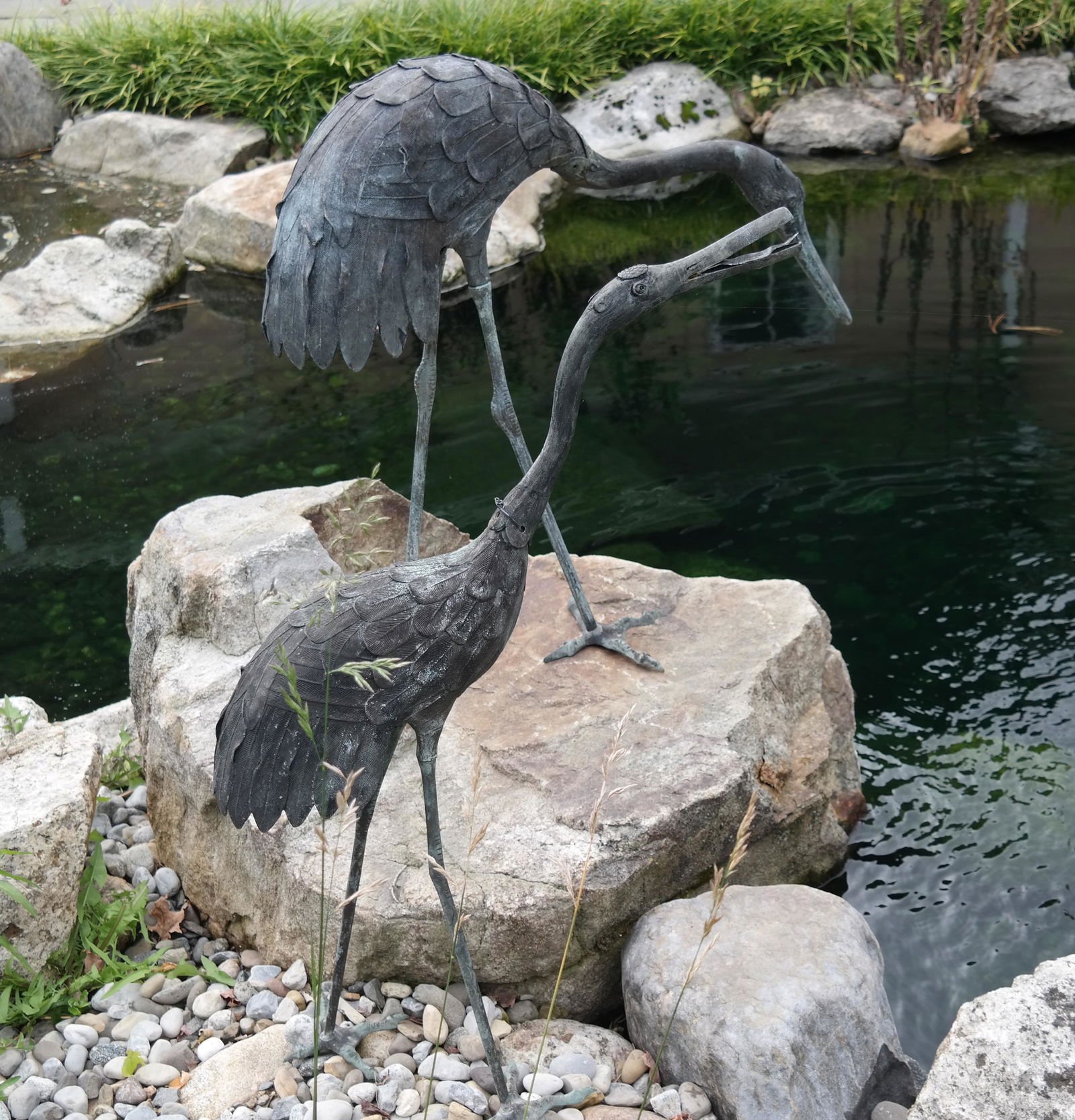 Two Bronze Garden Crane Sculptures (1 of 11)