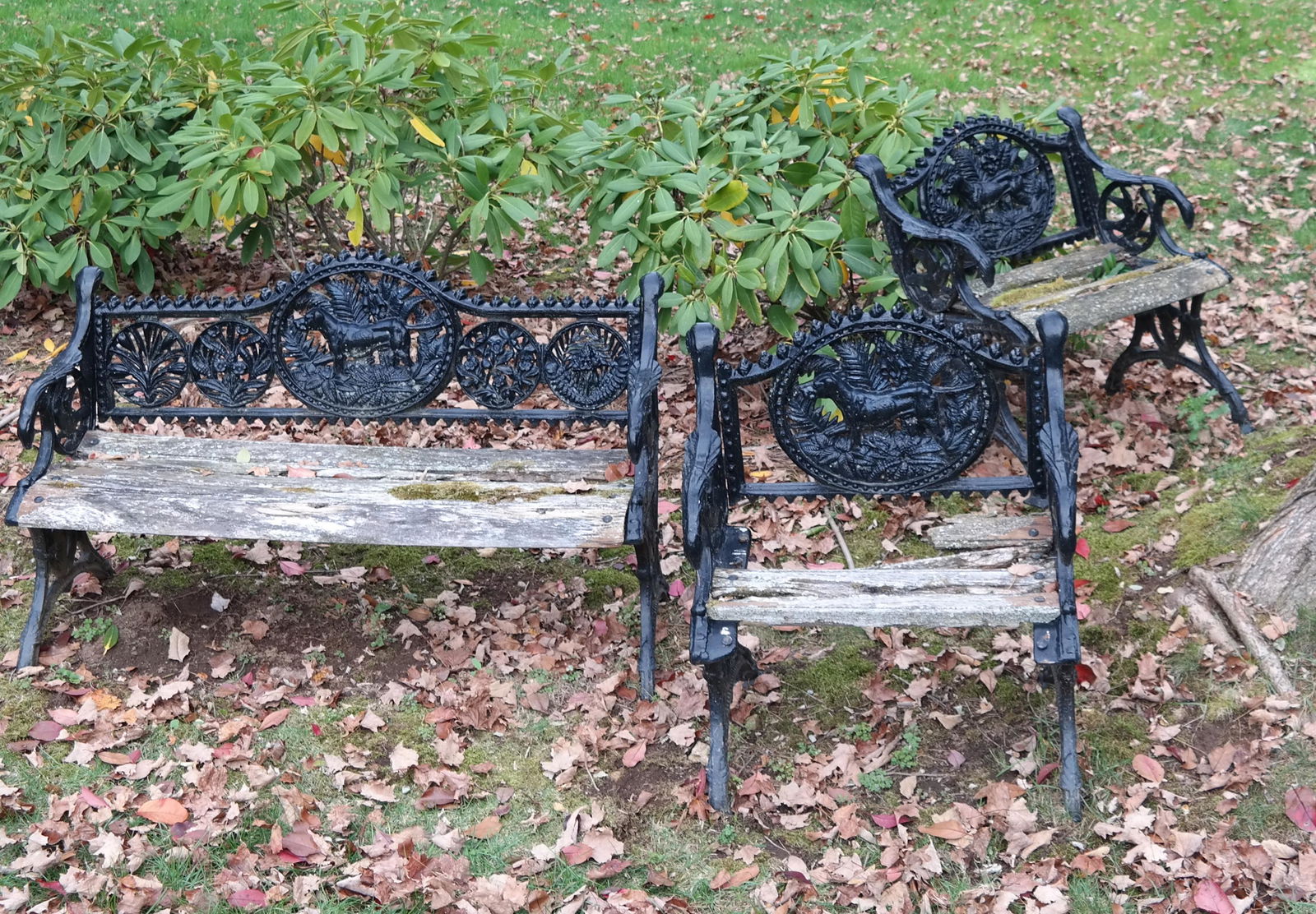 3-Pc Cast Iron 19th C. Garden Suite (1 of 14)