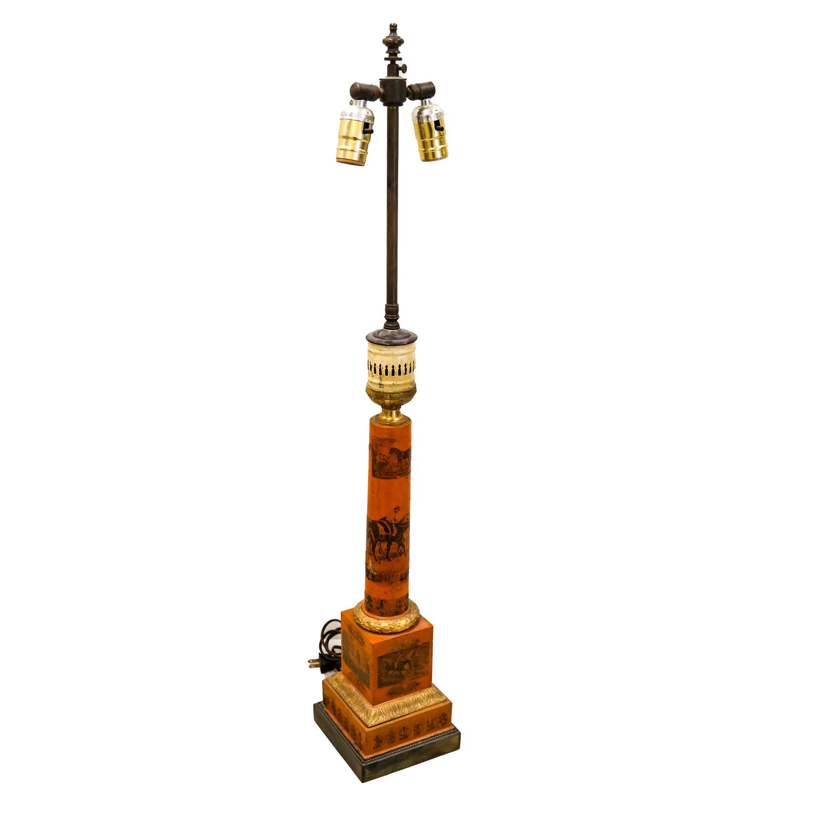 Painted Tole & Brass Chinoiserie Lamp (1 of 7)