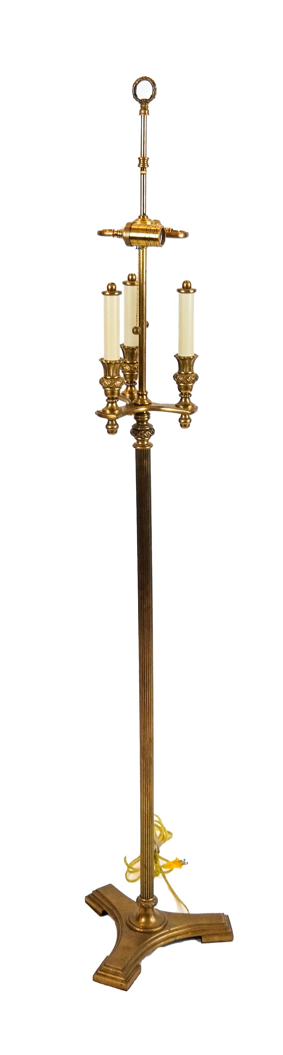 Brass Reeded Column Floor Lamp (1 of 10)