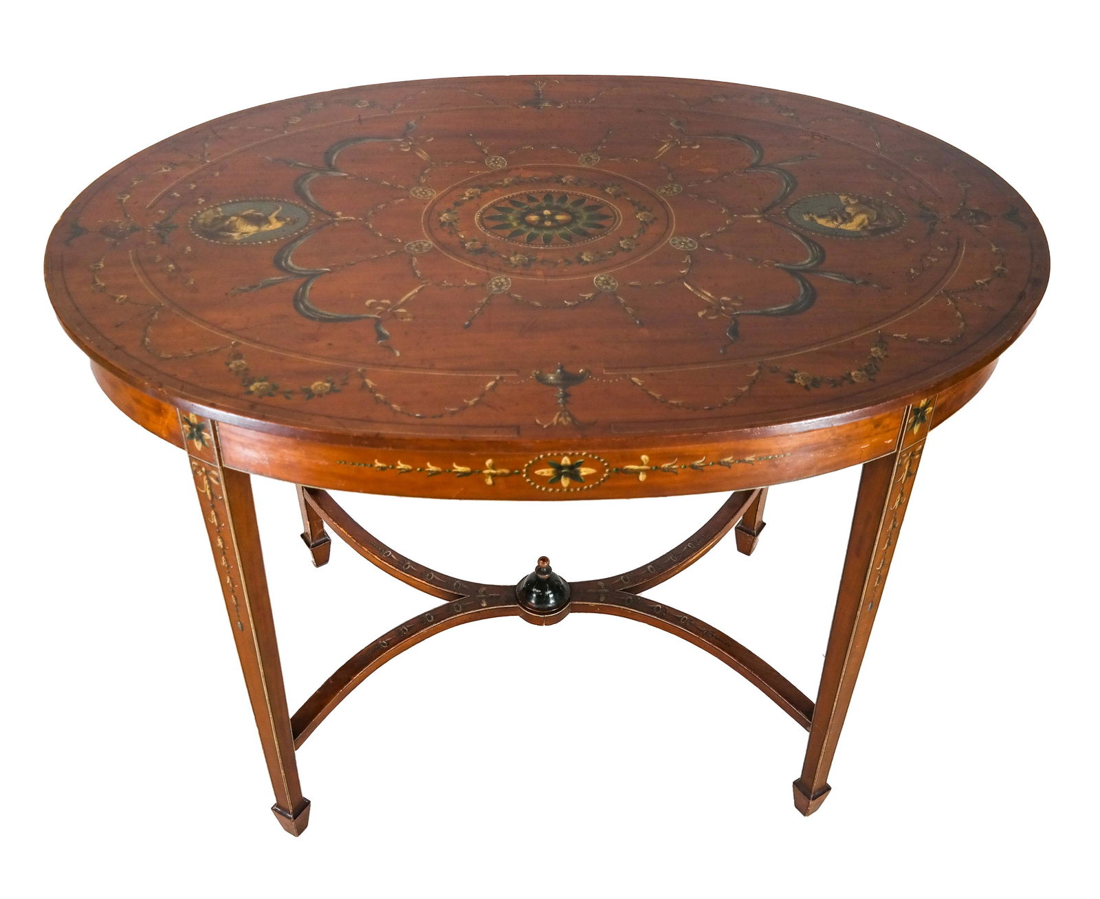 19th C. Hand-Painted Adam-Style Oval Table (1 of 7)