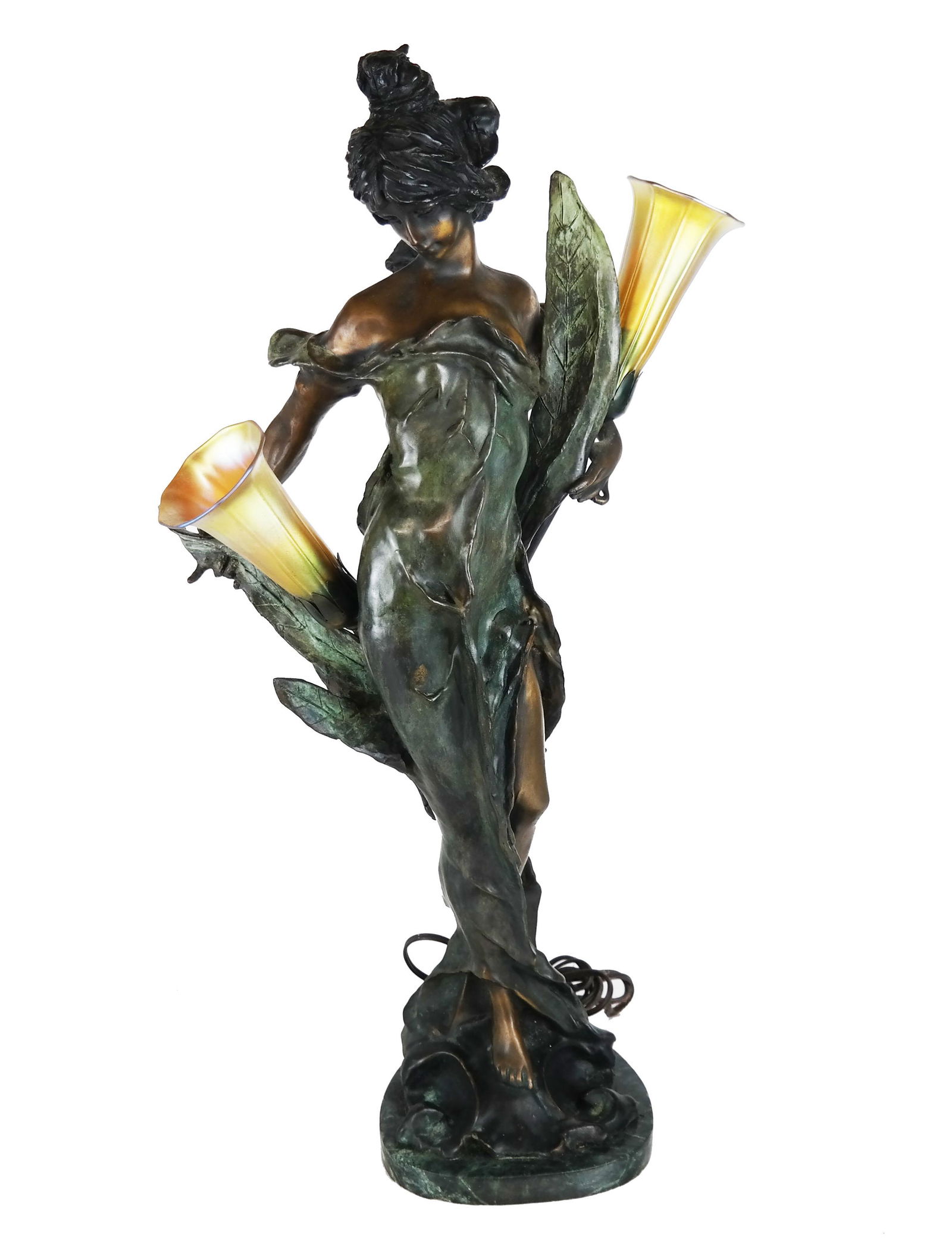Art Nouveau Bronze Nymph Table Lamp (1 of 7)