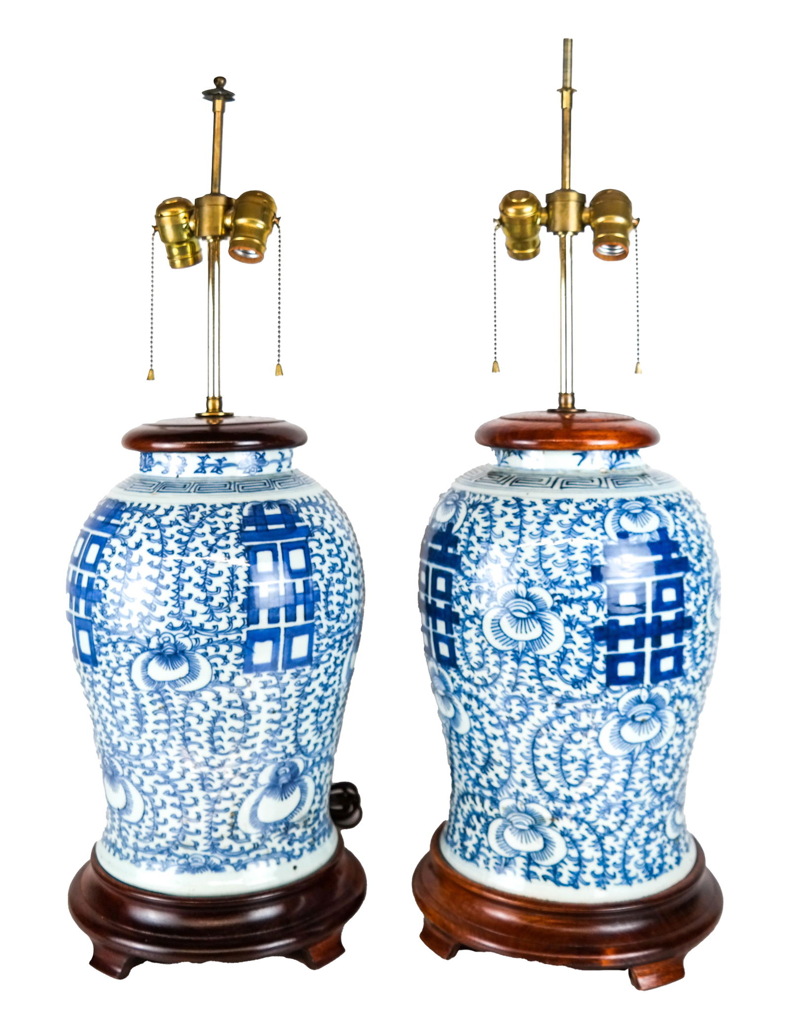 Pair Chinese Blue & White Lamps (1 of 1)