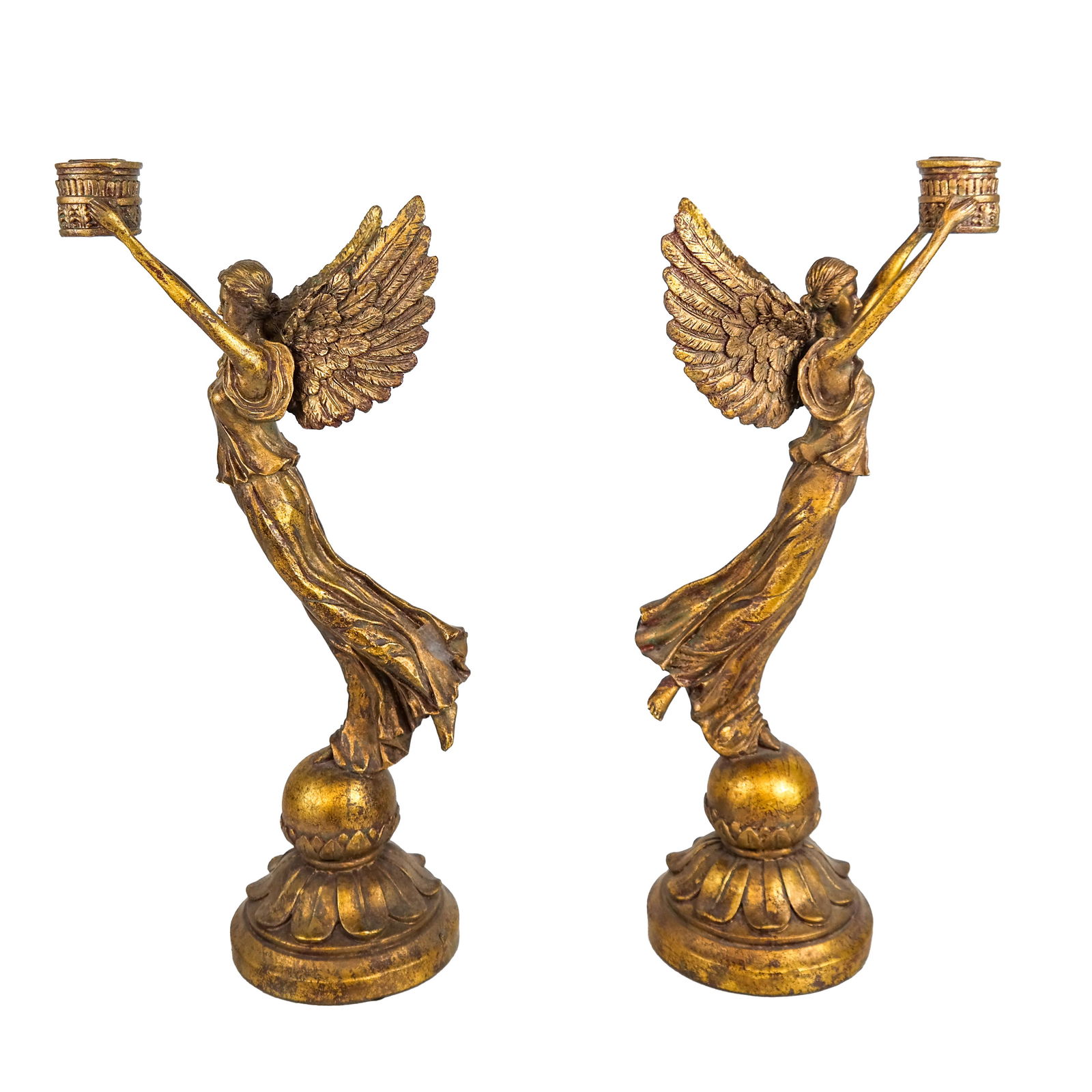 Pair Classical Carved, Winged Candlesticks (1 of 1)