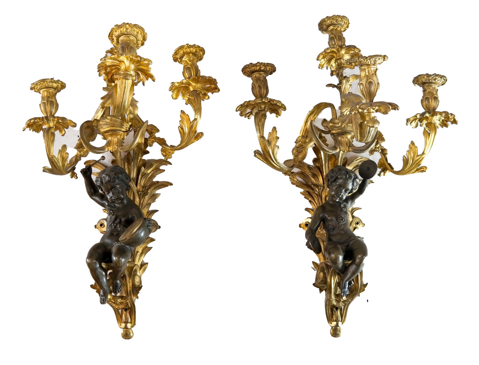 Pair 19th C. French Cherub Sconces (1 of 7)