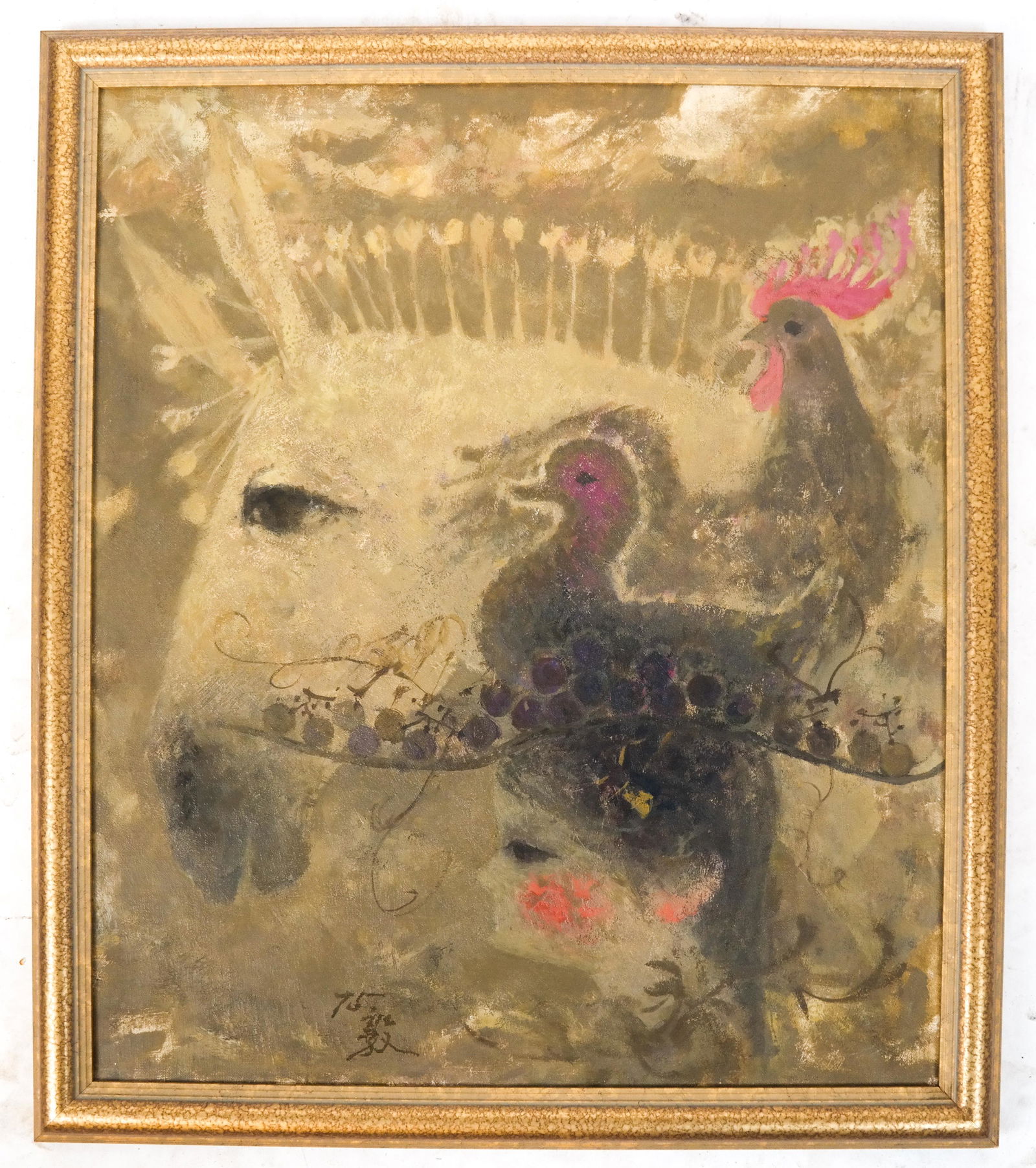 Korean Contemporary Painting: Woman, Animals (1 of 1)