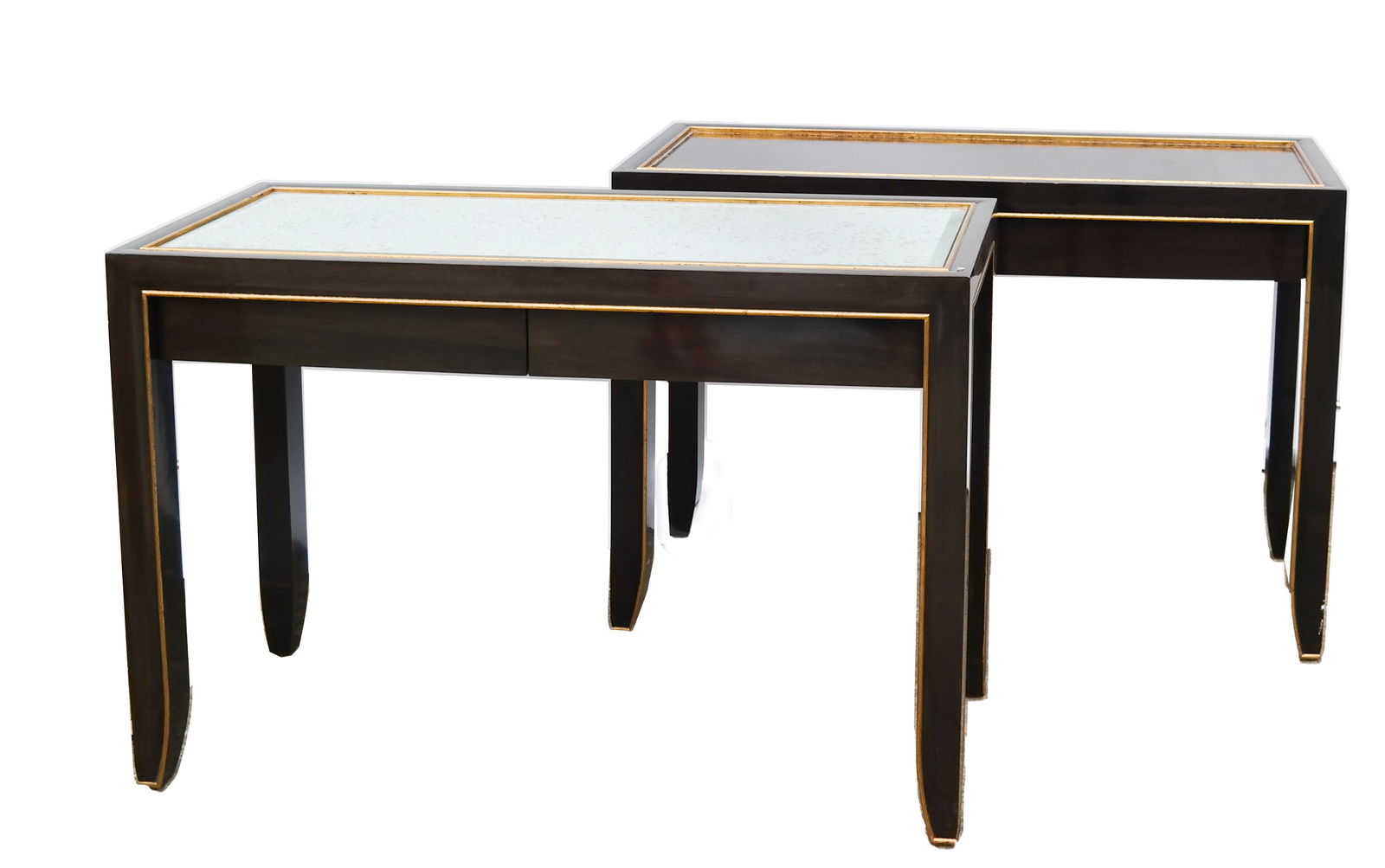 Pair of Ebonized & Gilt Wood Console Tables (1 of 6)