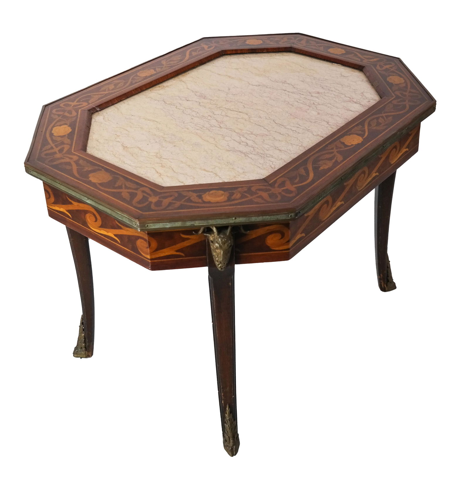 French Marquetry Marble Inset Coffee Table (1 of 1)