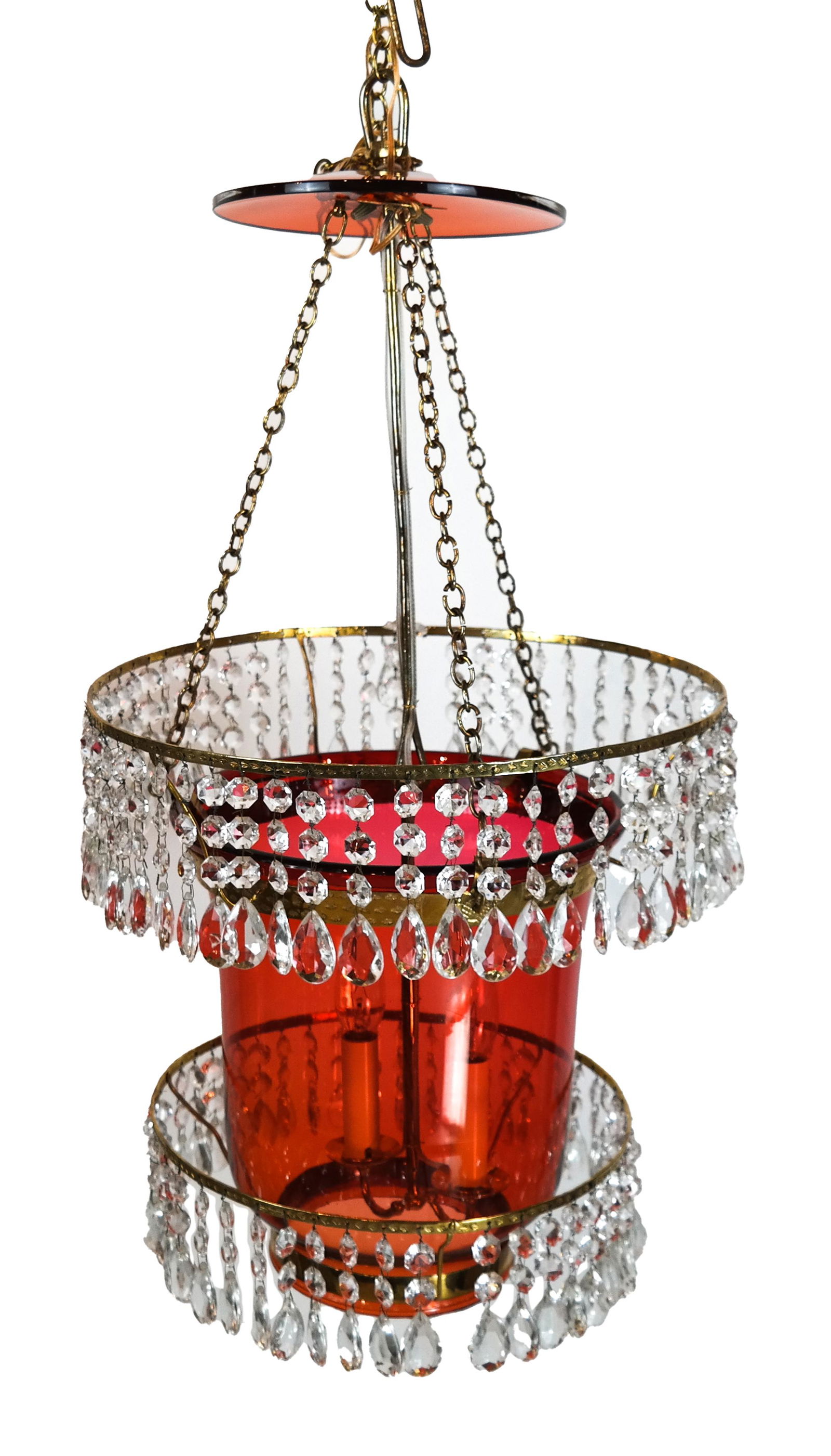Ruby Glass Bell Jar Lantern (1 of 1)