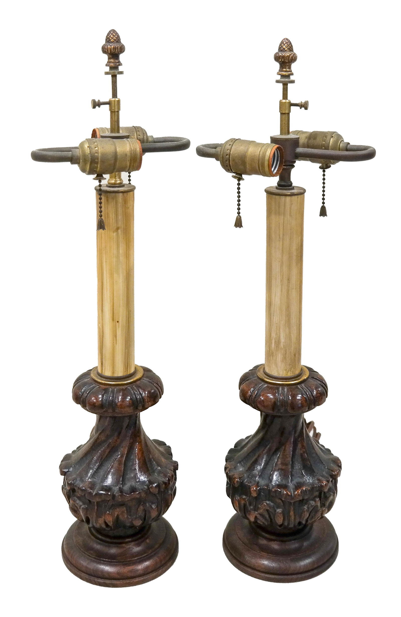 Pair Newell Post-Form Wood Lamps (1 of 6)