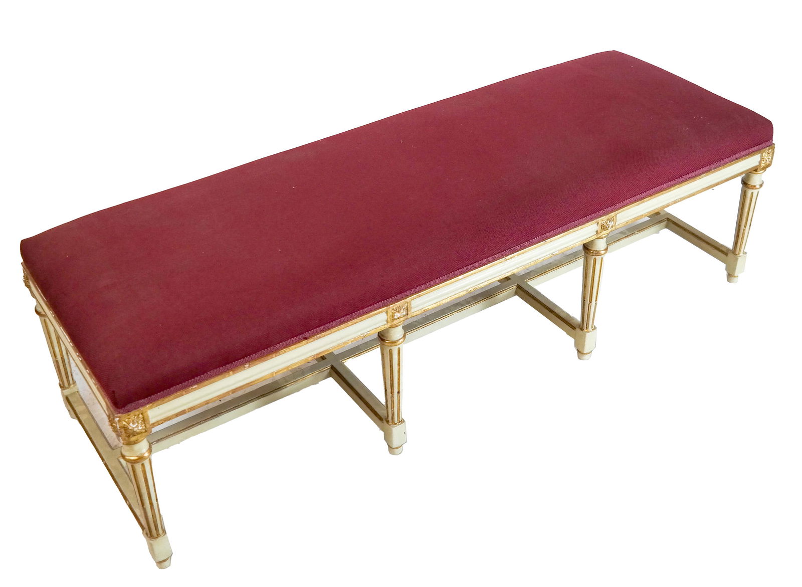 Louis XVI-Style Painted Parcel Gilt Banquette (1 of 5)