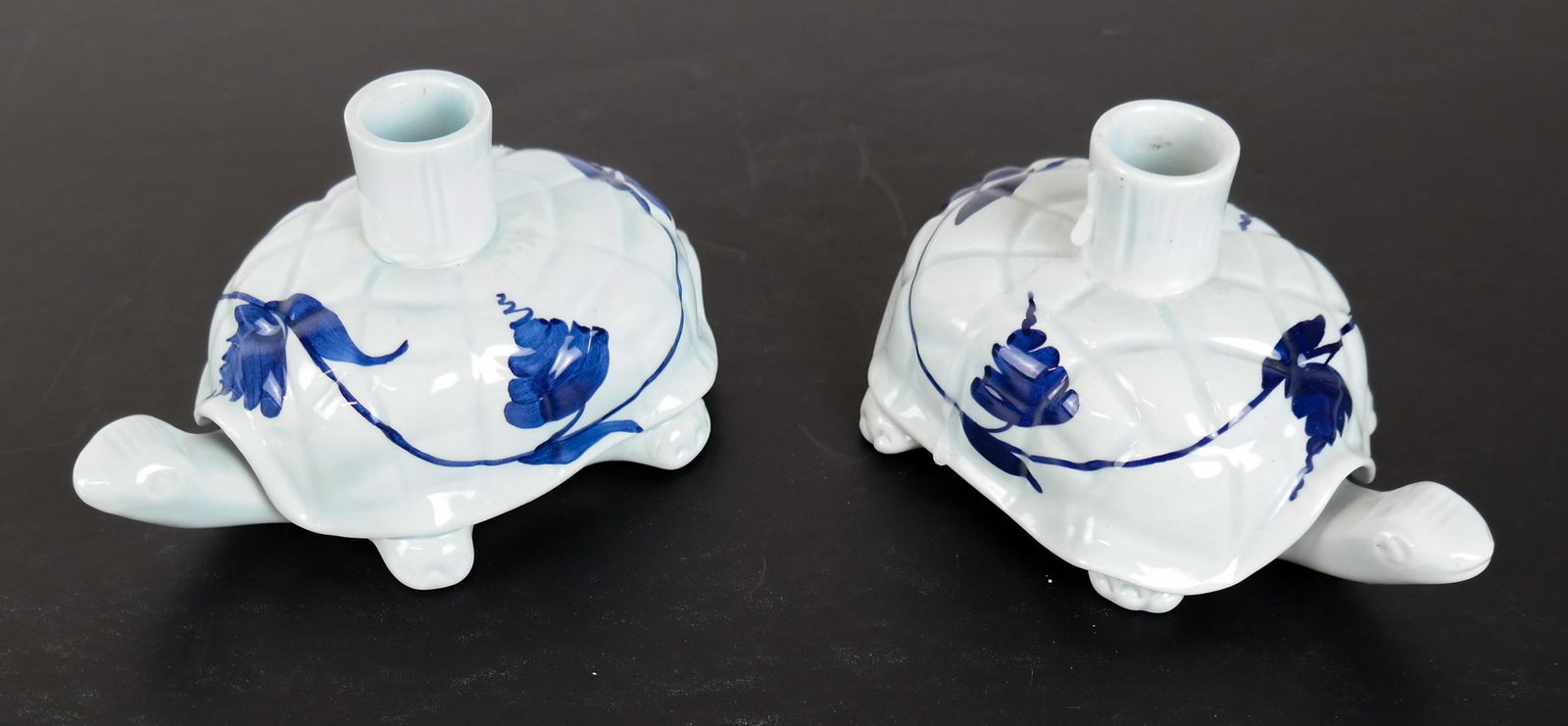 Pair Porcelain Turtle Candlesticks (1 of 7)