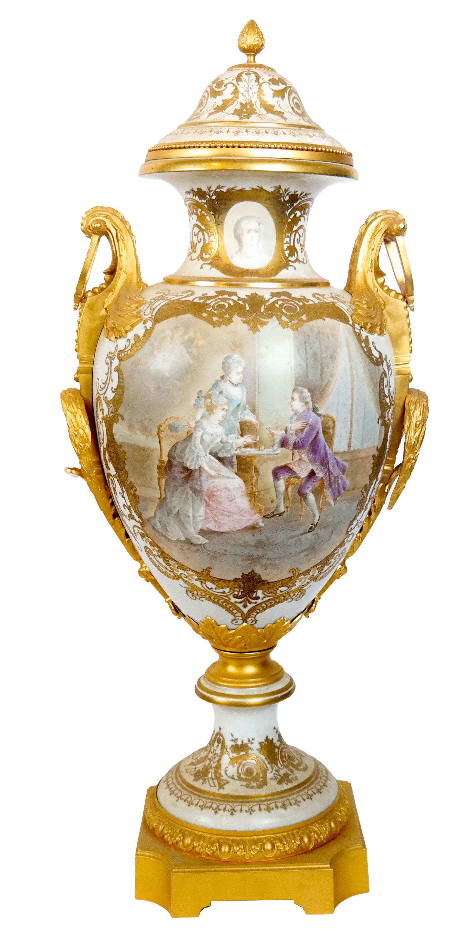 Sevres-Style Ormolu Mounted Lidded Urn (1 of 13)