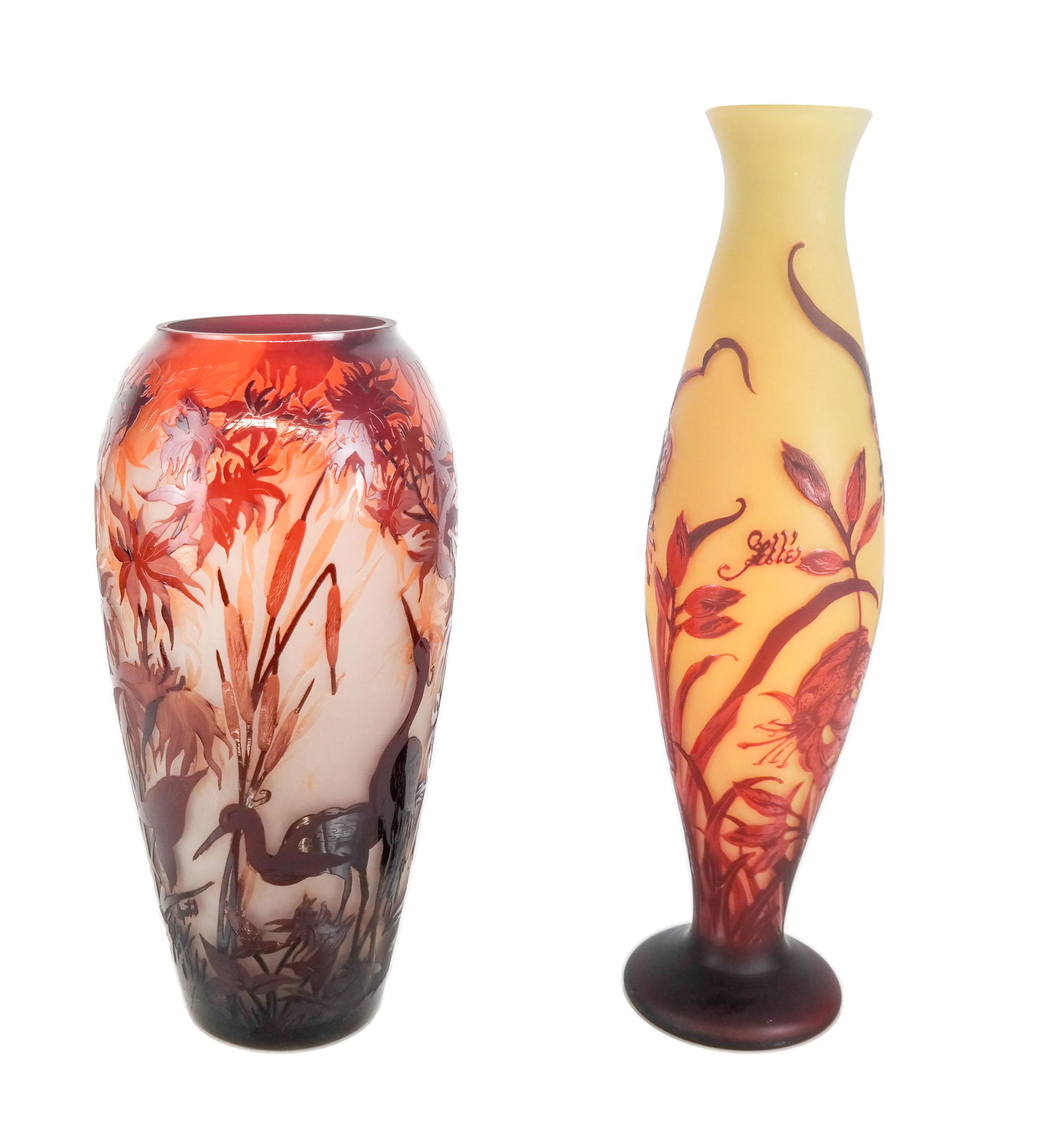 Later GALLE & APOSTEL Cameo Glass Vases (1 of 10)