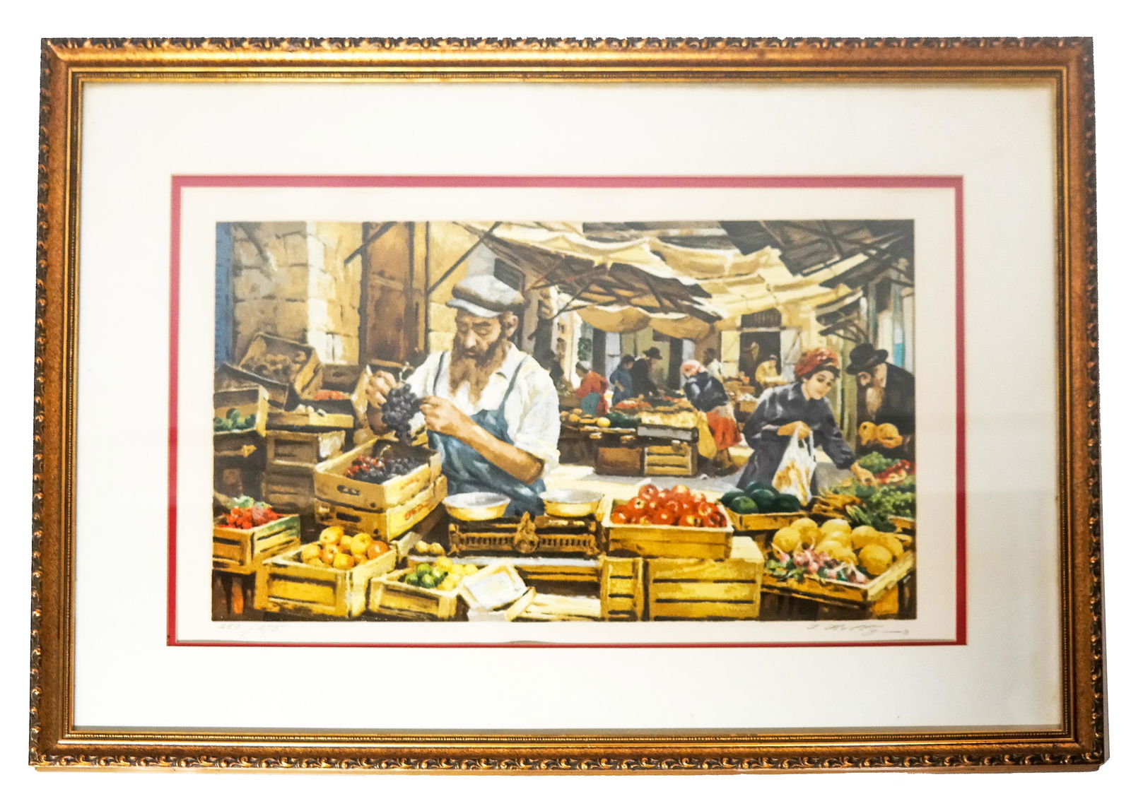 Framed Market Scene - Lithograph, 269/275 (1 of 5)