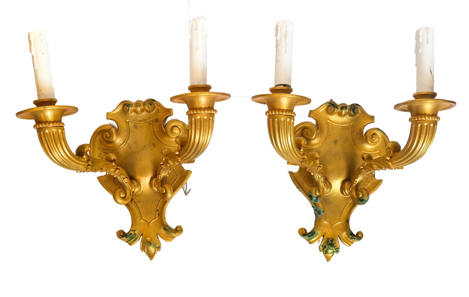 Pair Bronze Dore Two-Light Sconces (1 of 4)
