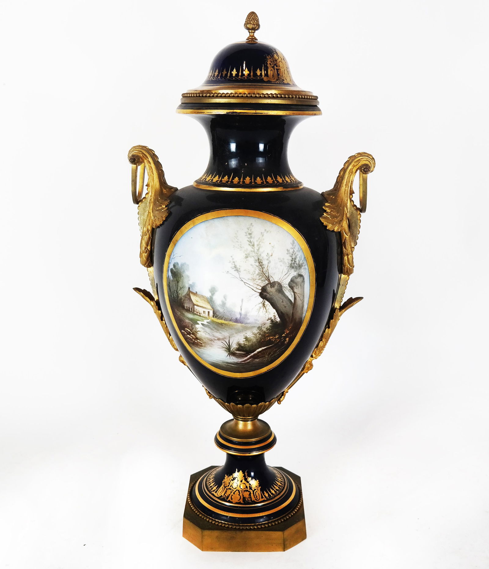 Sevres-Style Bronze Porcelain Covered Vase (1 of 6)