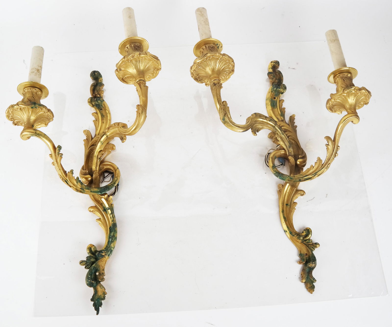 Pair Gilt Bronze 2-Light Wall Sconces (1 of 7)