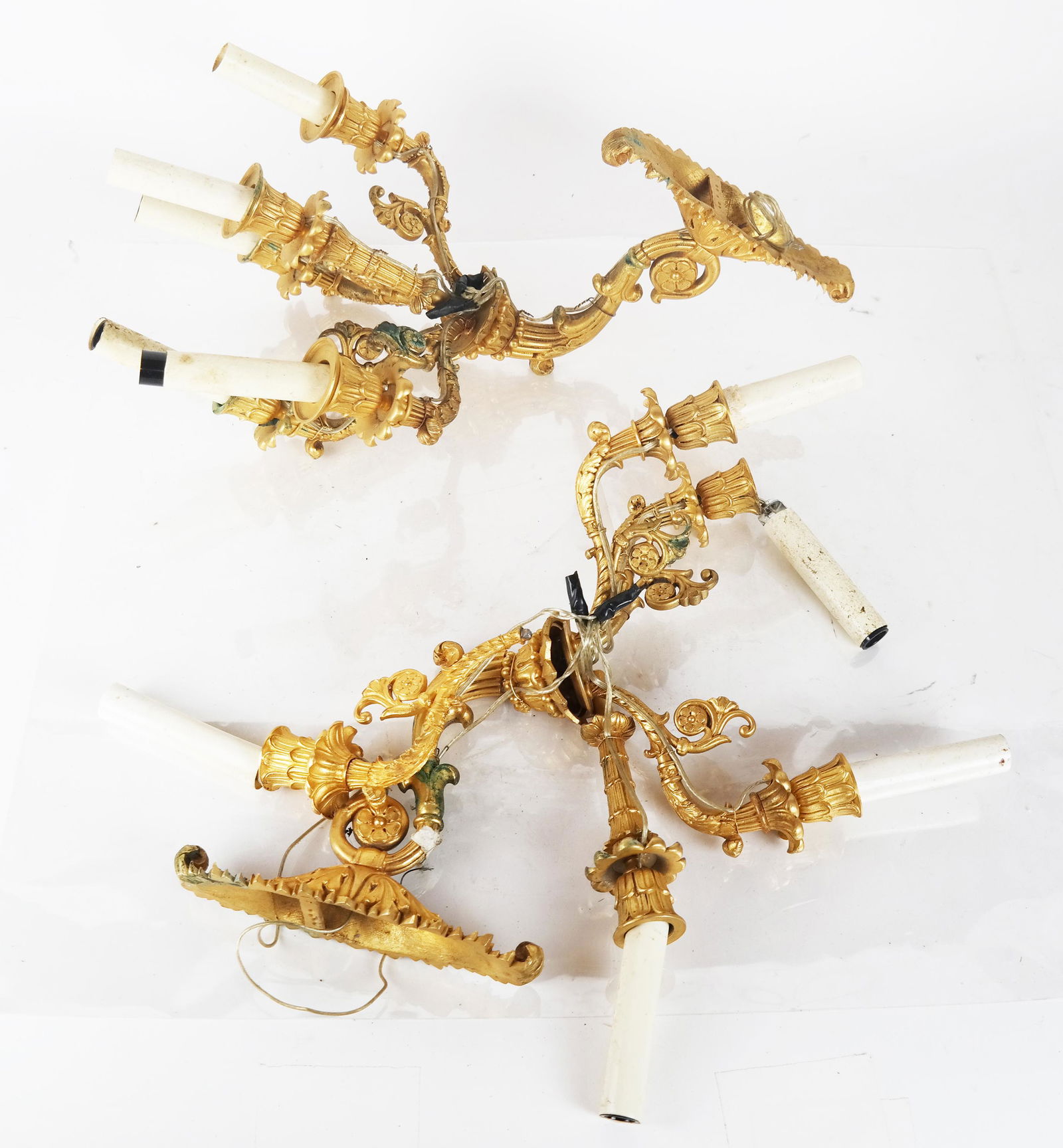 Pair 5-Arm Gilt Metal Wall Sconces (1 of 7)