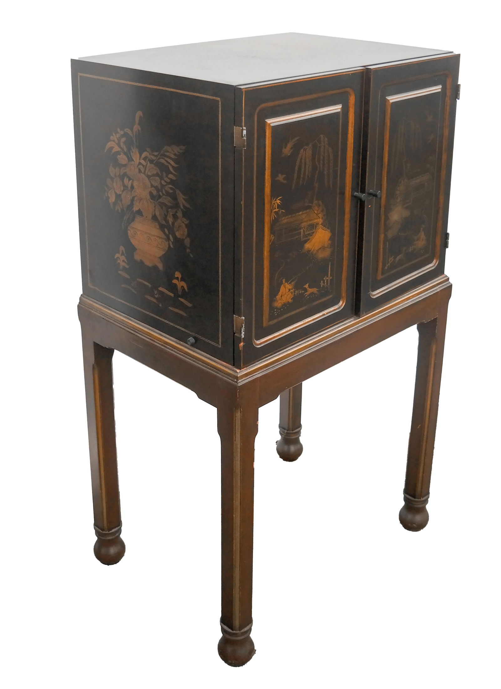 Asian-Style Japanned Cabinet on Stand (1 of 5)