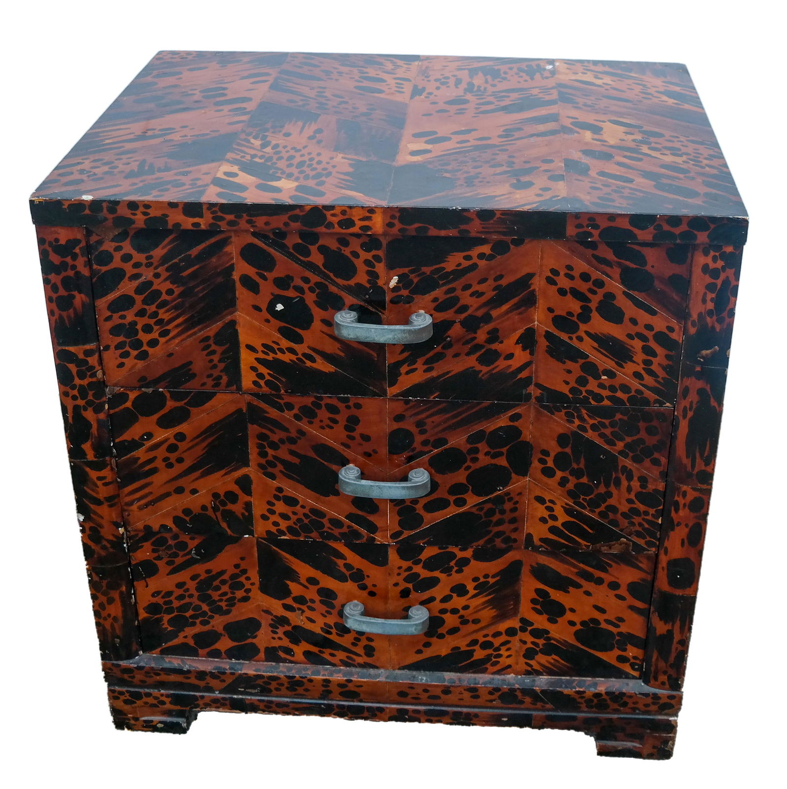 Faux Tortoiseshell Painted Wood Commode (1 of 6)