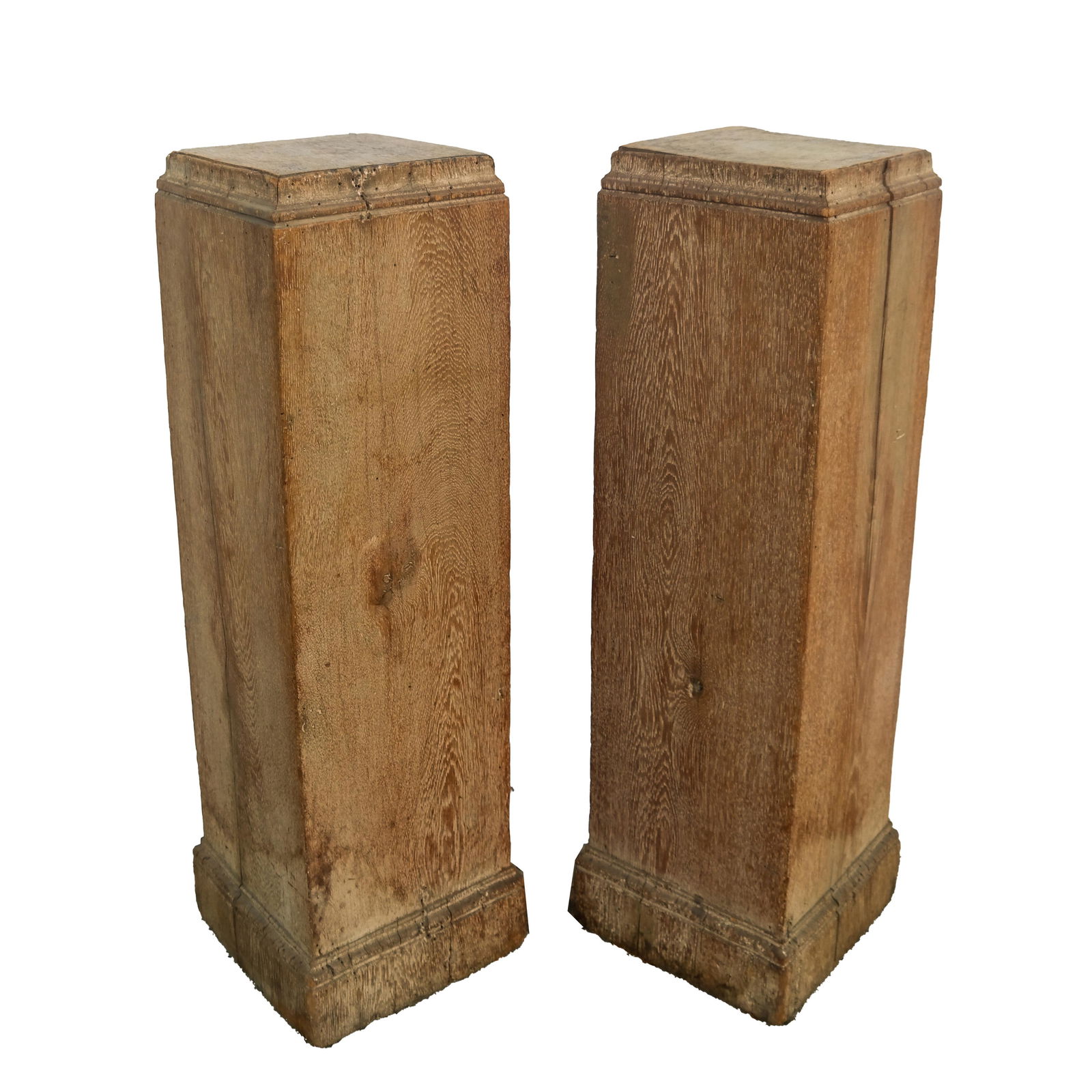 Pair of French Limed Oak Pedestals (1 of 4)