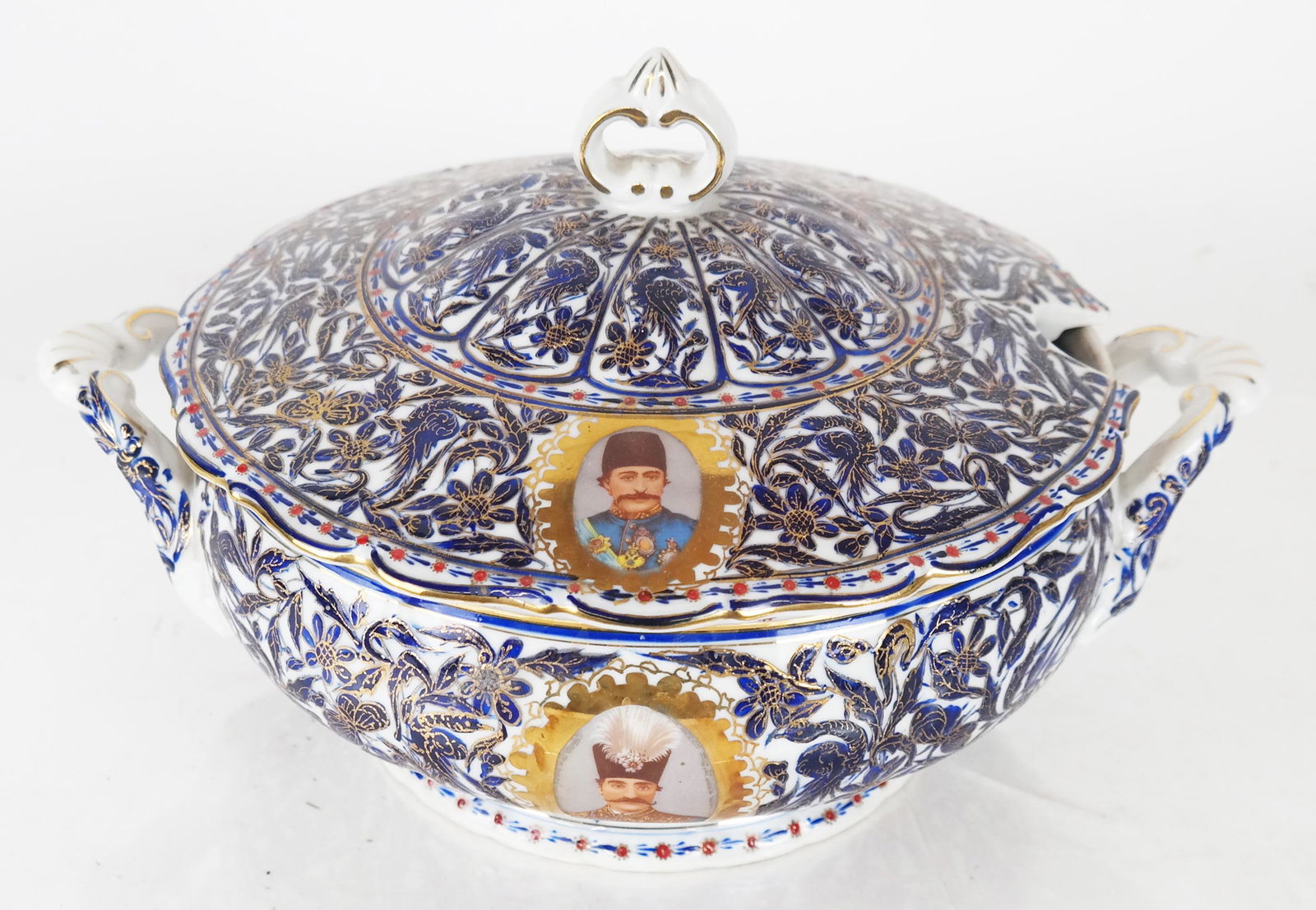 Persian-Style Cobalt Porcelain Covered Tureen (1 of 7)