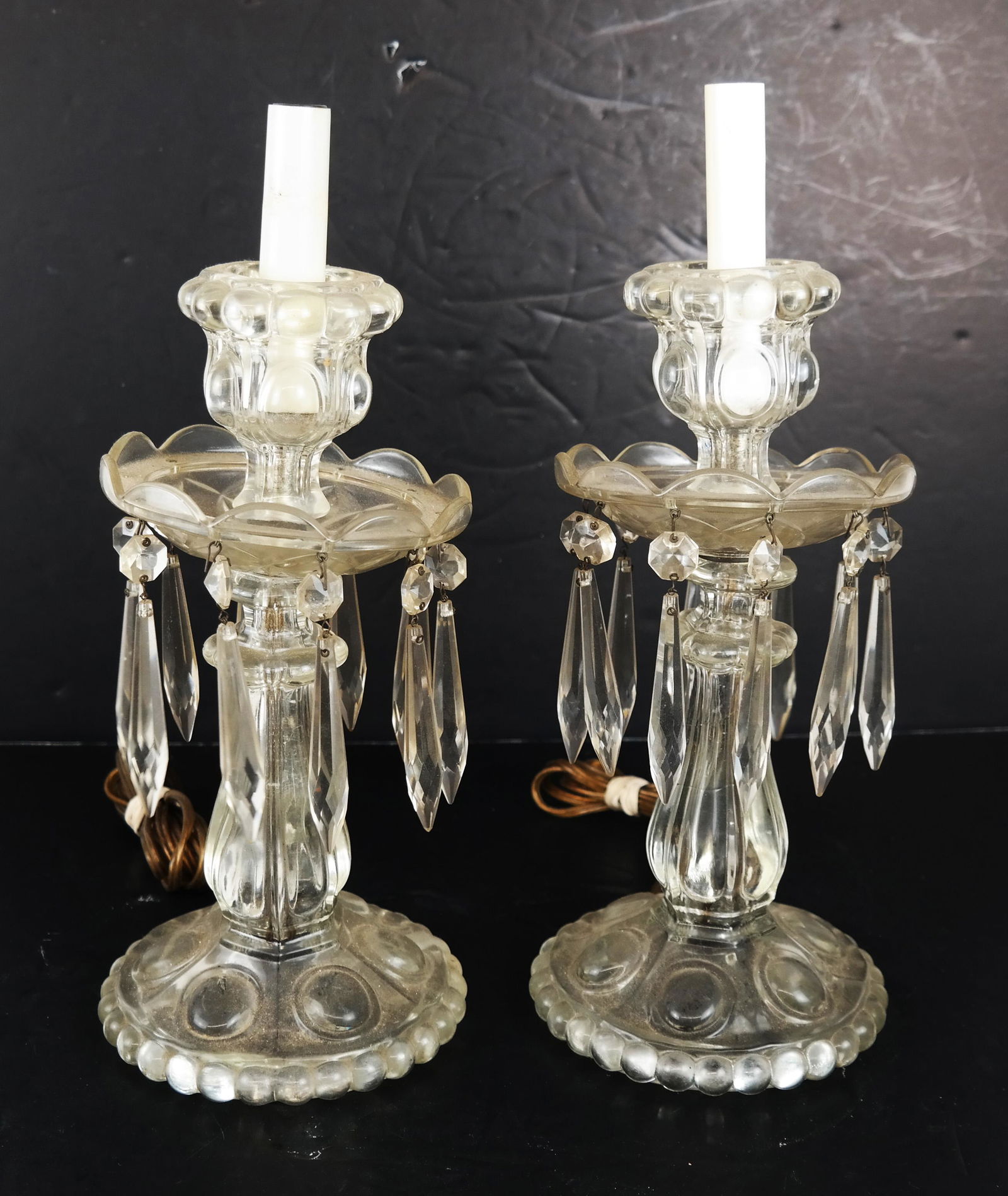 Pair Crystal Candlestick Lamps with Prisms (1 of 6)