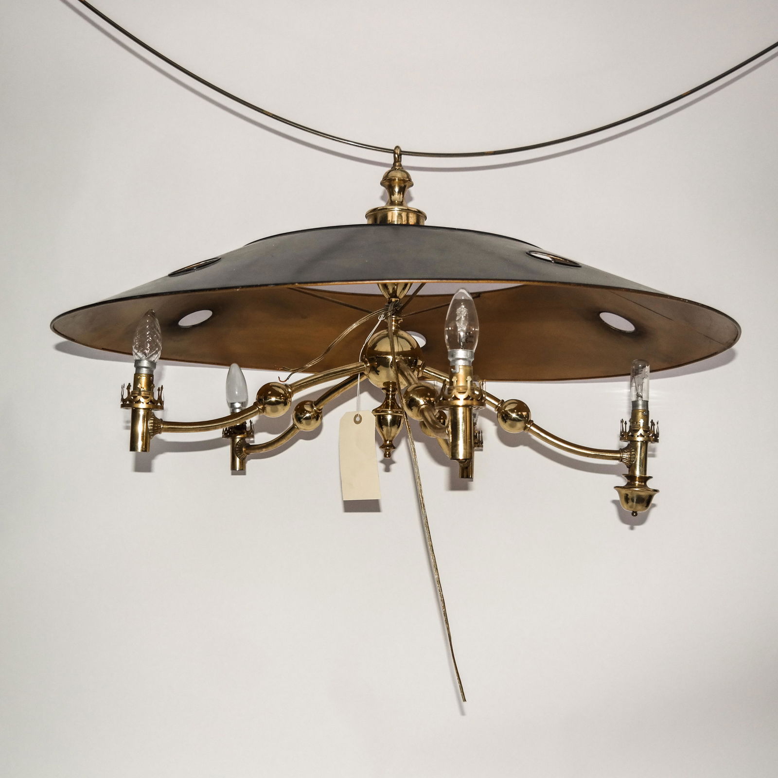 Gilt Metal and Black Tole 5-Branch Fixture (1 of 4)