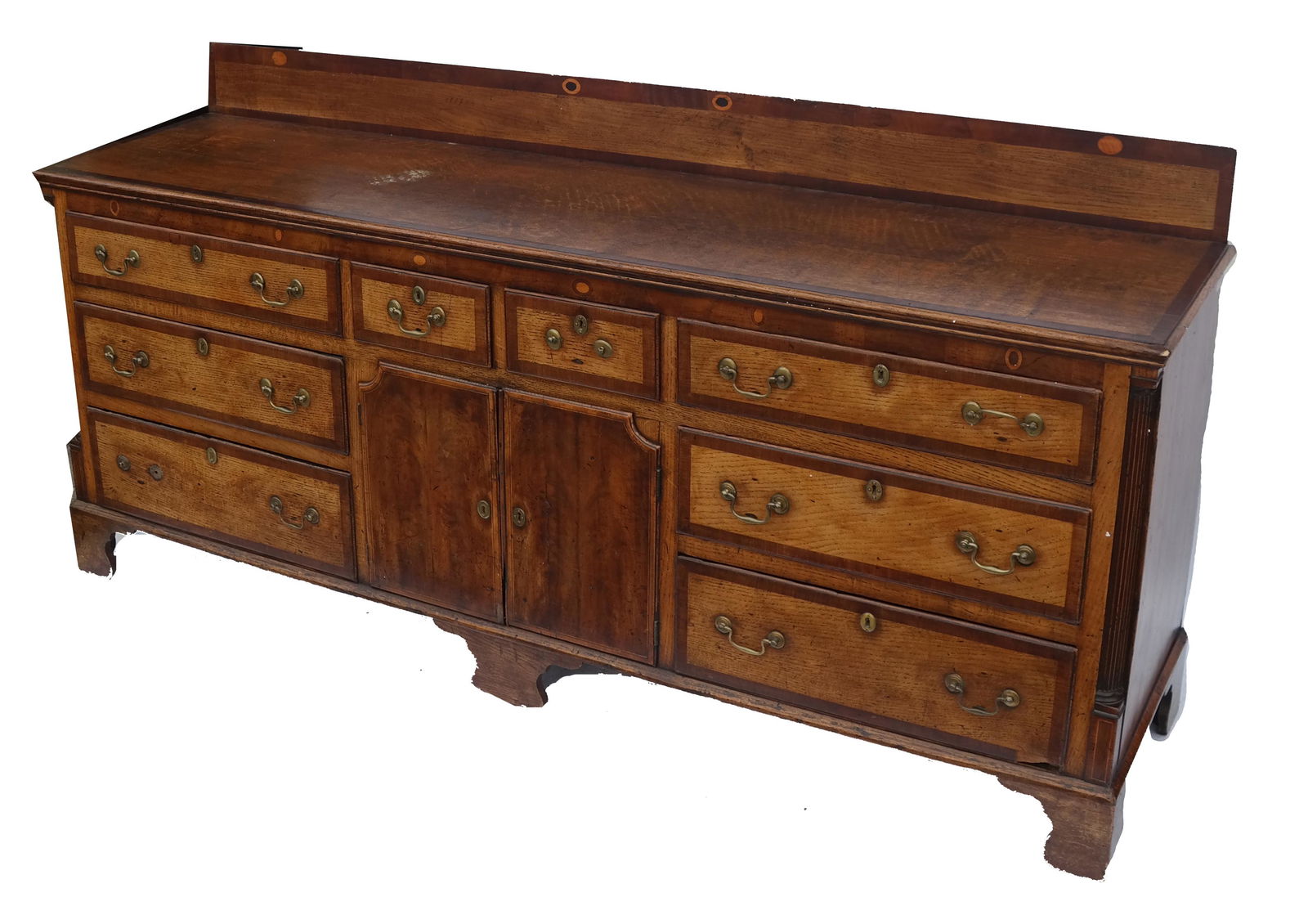 George III Inlaid Oak Low Dresser (1 of 5)