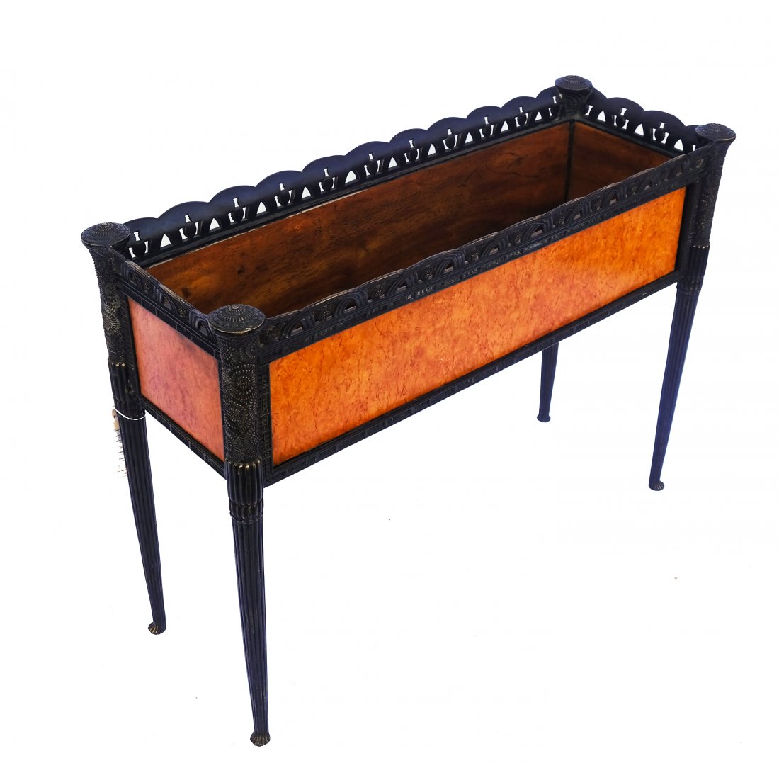 Art Deco-Style Bronze, Wood Jardiniere/Planter (1 of 6)