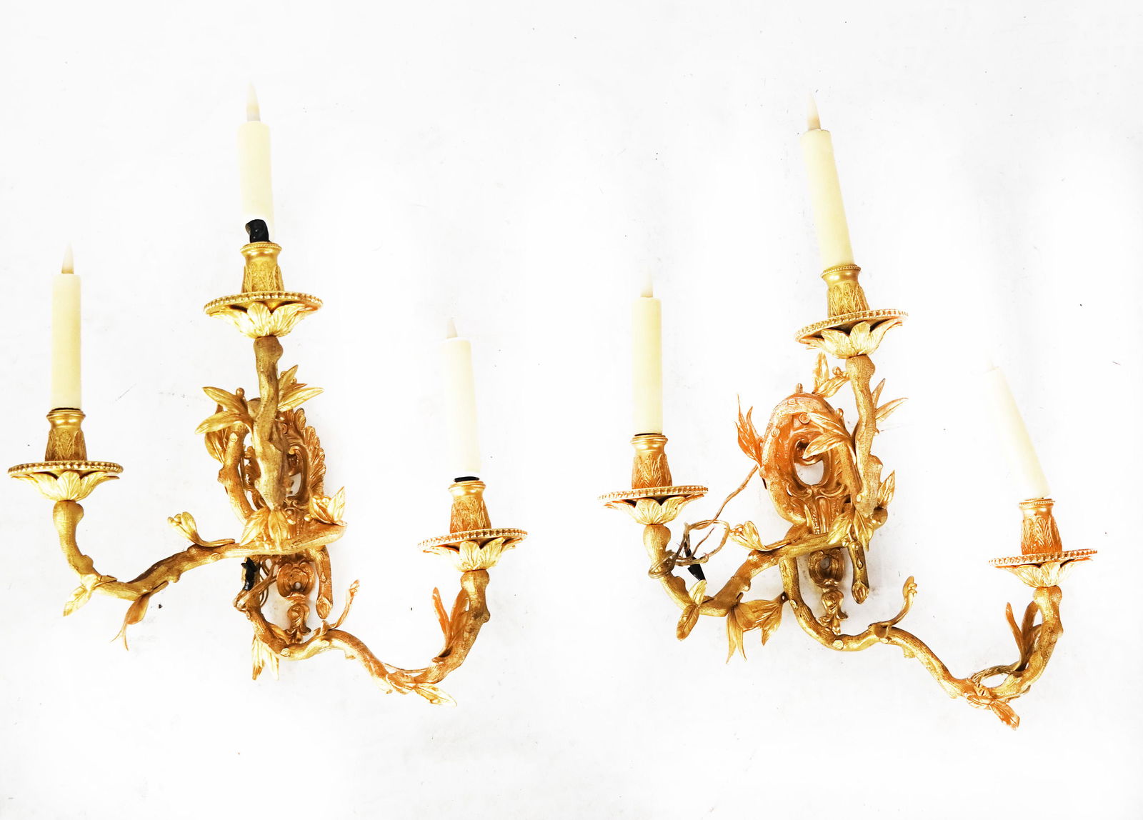 Pair Louis XV-Style 3-Arm Sconces (1 of 11)