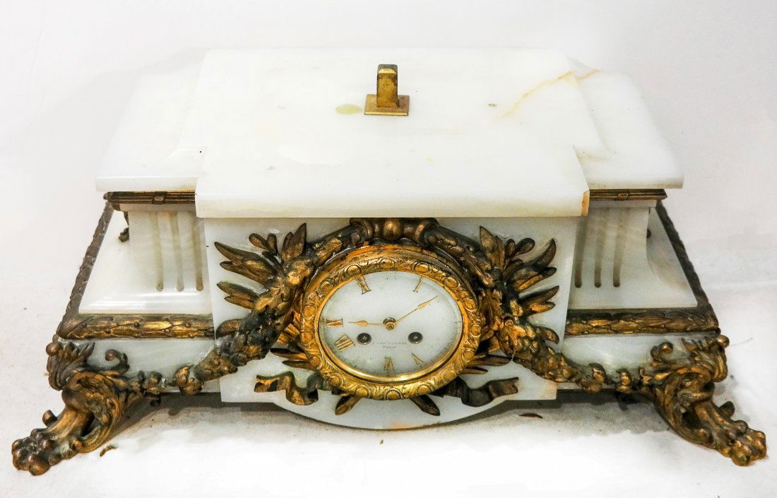 19th C. French Clock, Marble and Bronze (1 of 11)