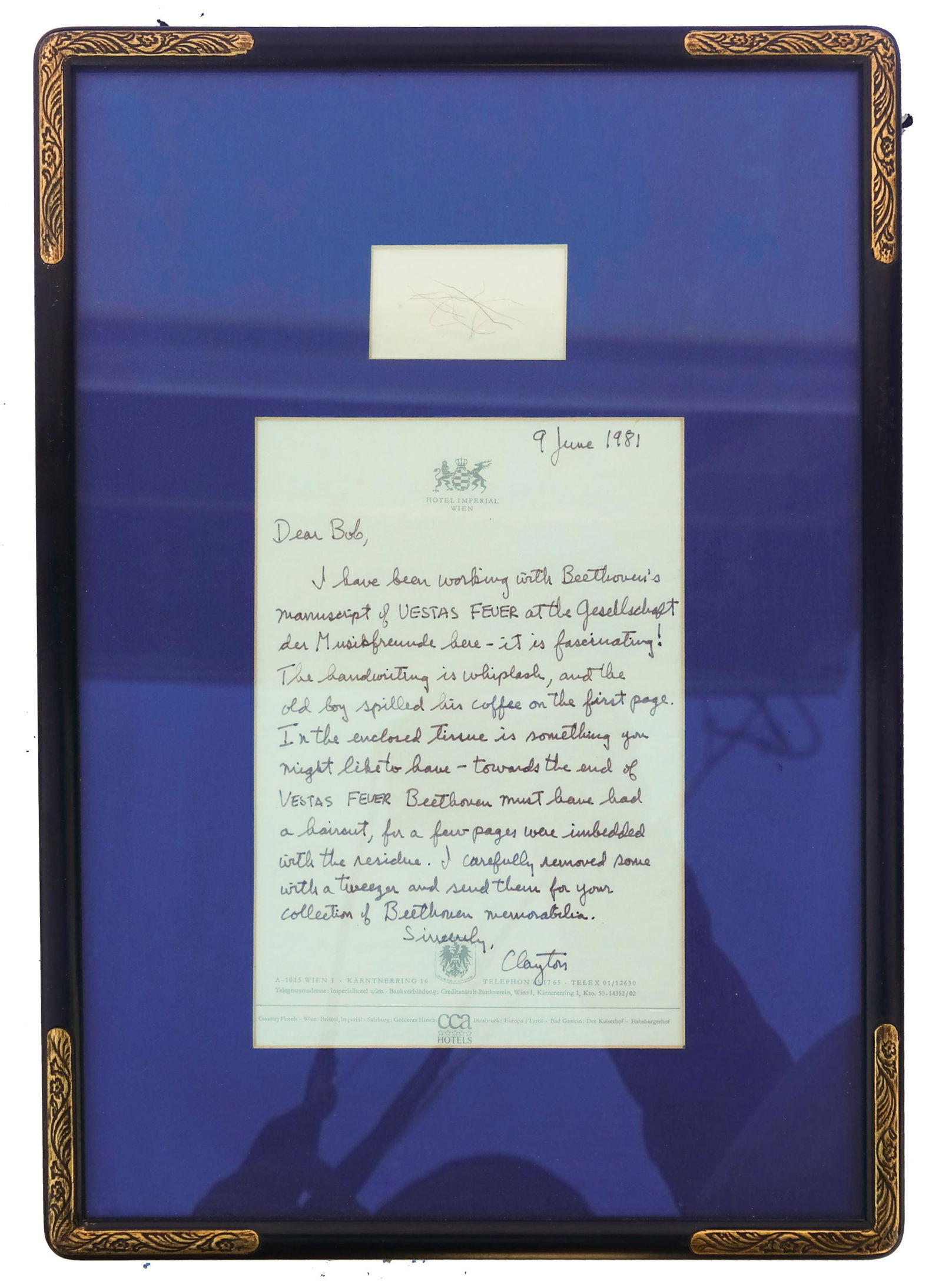 Beethoven's Hair Framed With Letter (1 of 3)