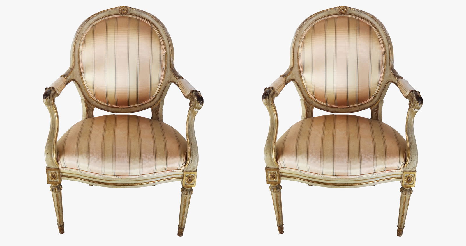Pair Classical Painted Arm Chairs (1 of 4)