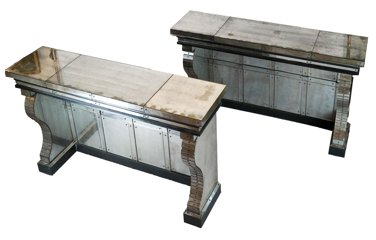 Pair Serge Roche Mirror & Black Lacquer Consoles (1 of 11)
