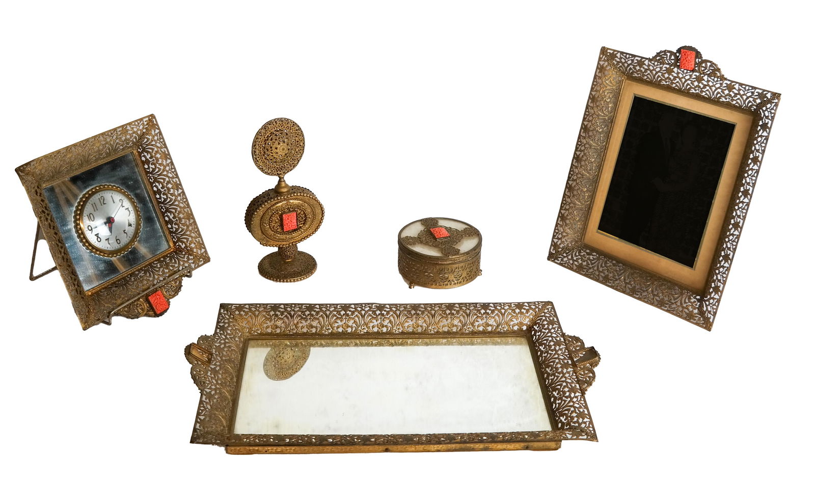 5-Pc. Gilt Metal Filigree Dresser Set (1 of 8)