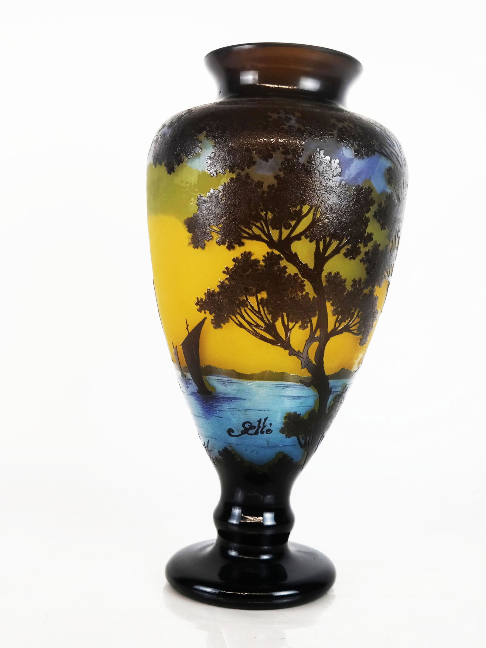 Later GALLE Cameo Glass Landscape Vase (1 of 6)