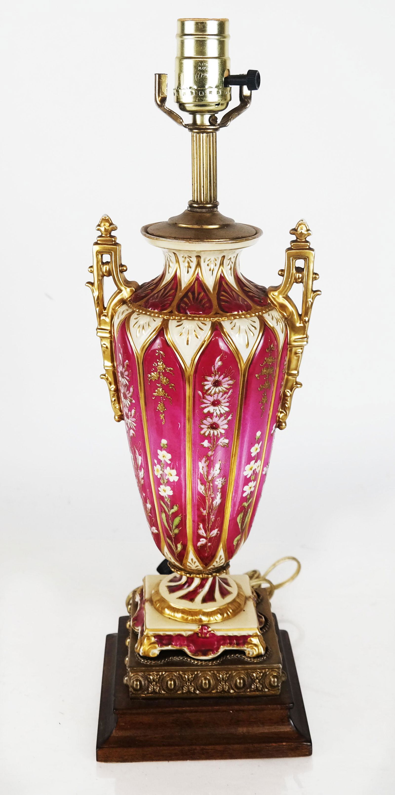 French Gilt & Painted Ceramic Vase Lamp (1 of 3)