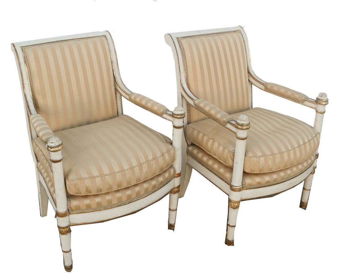 Pair of French Empire-Style Fauteuils (1 of 3)