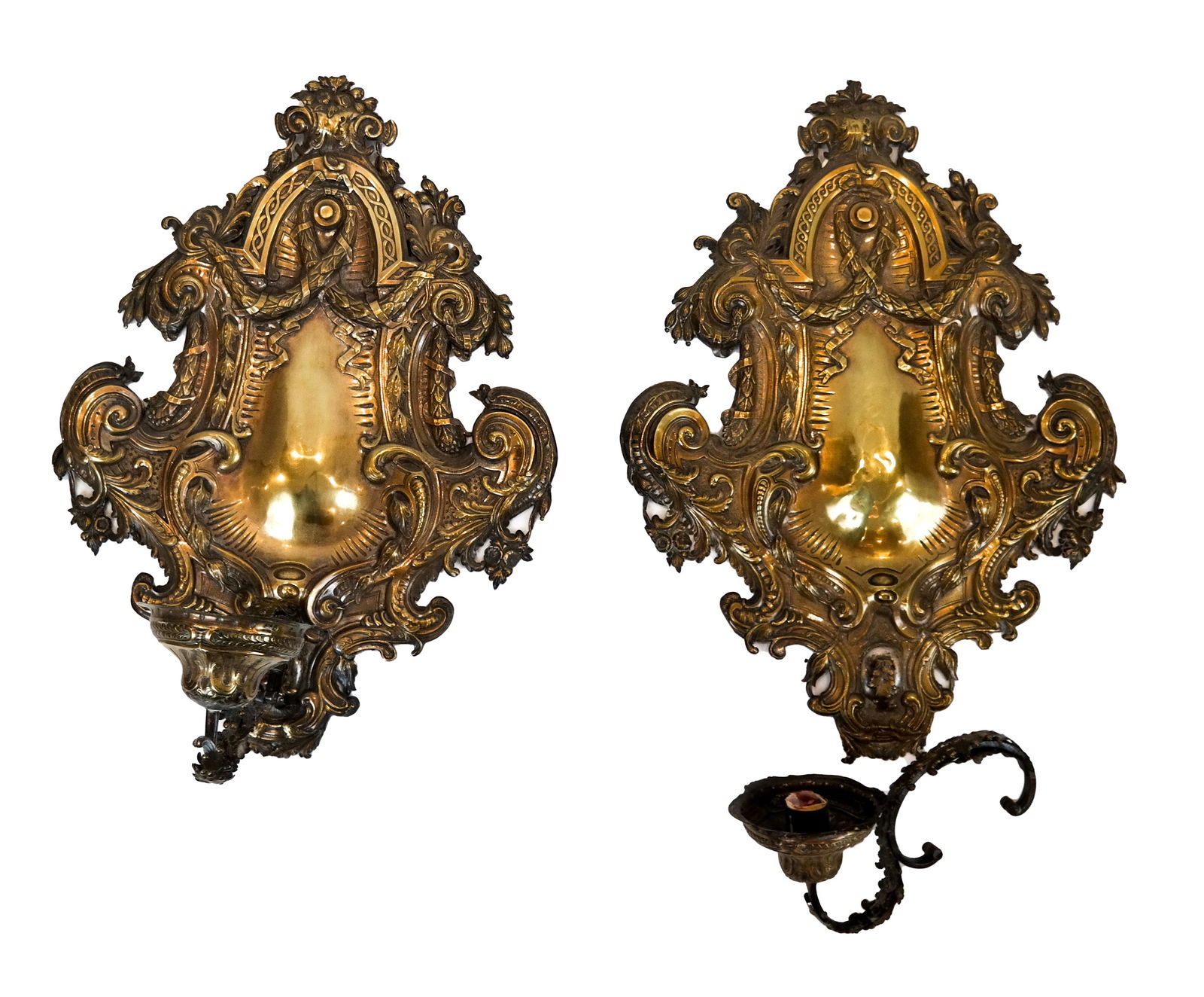 Pair Continental Brass Sconces (1 of 7)