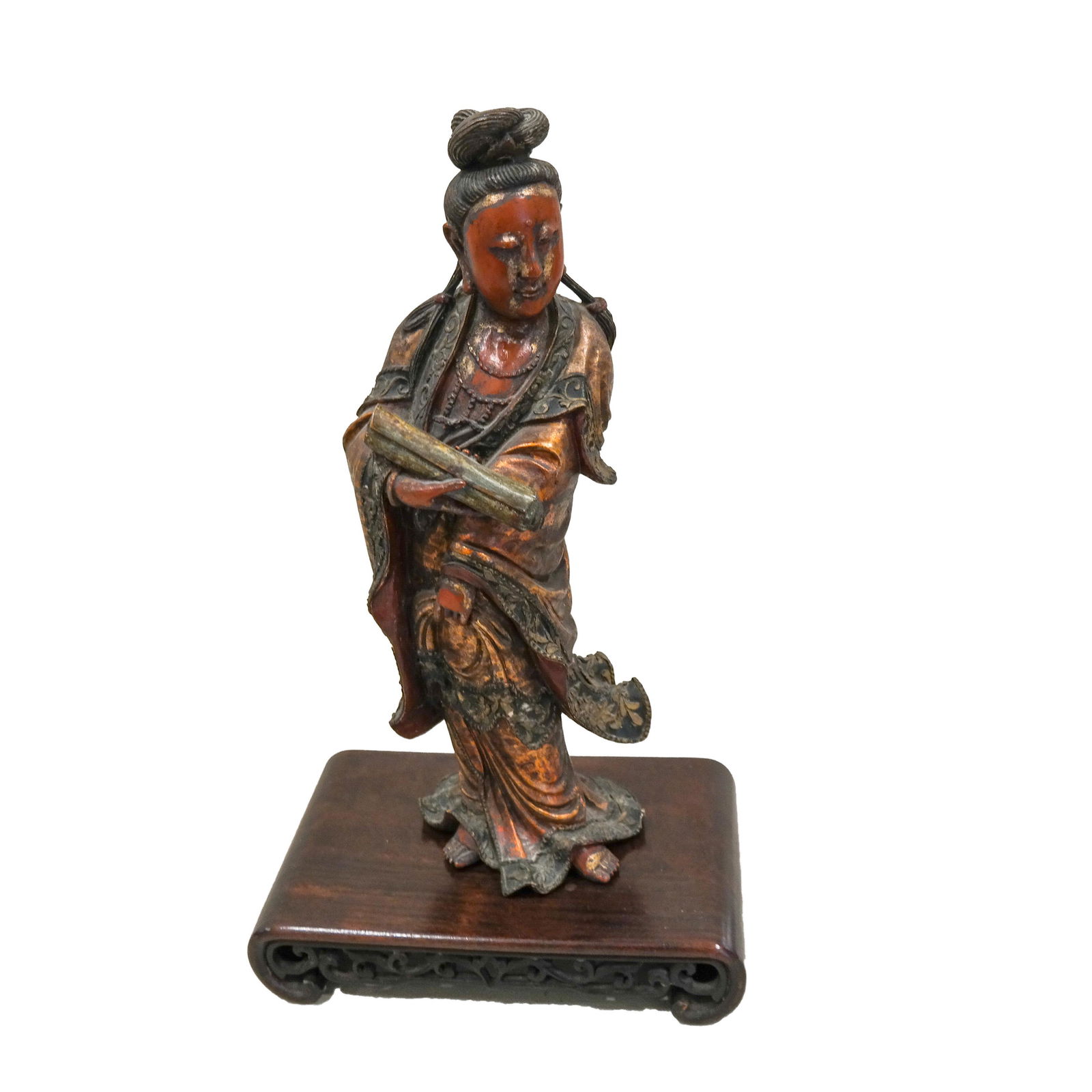 Chinese 19th C. Polychrome Woman Sculpture (1 of 6)