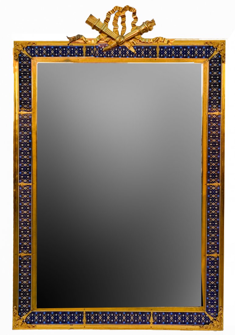 Russian-Style Bronze & Enamel Mirror (1 of 6)