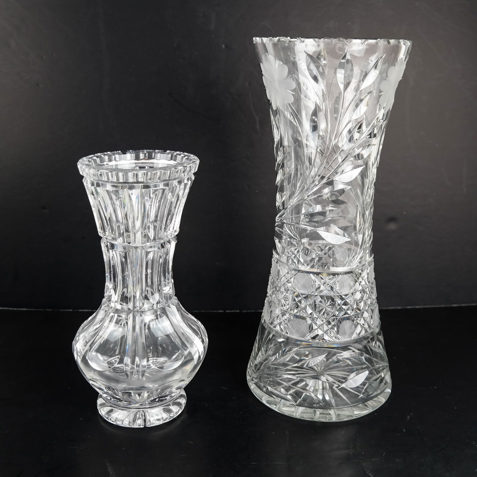 Two Cut Crystal & Etched Vases (1 of 6)