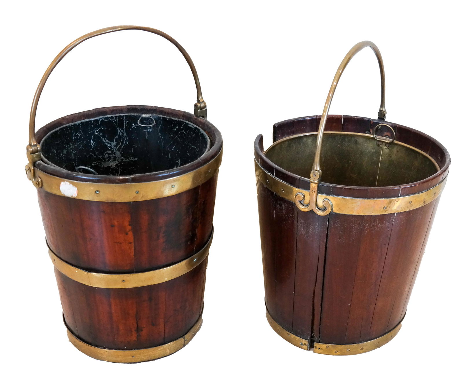 Pair 19th C. English Brass-Lined Footed Buckets (1 of 5)