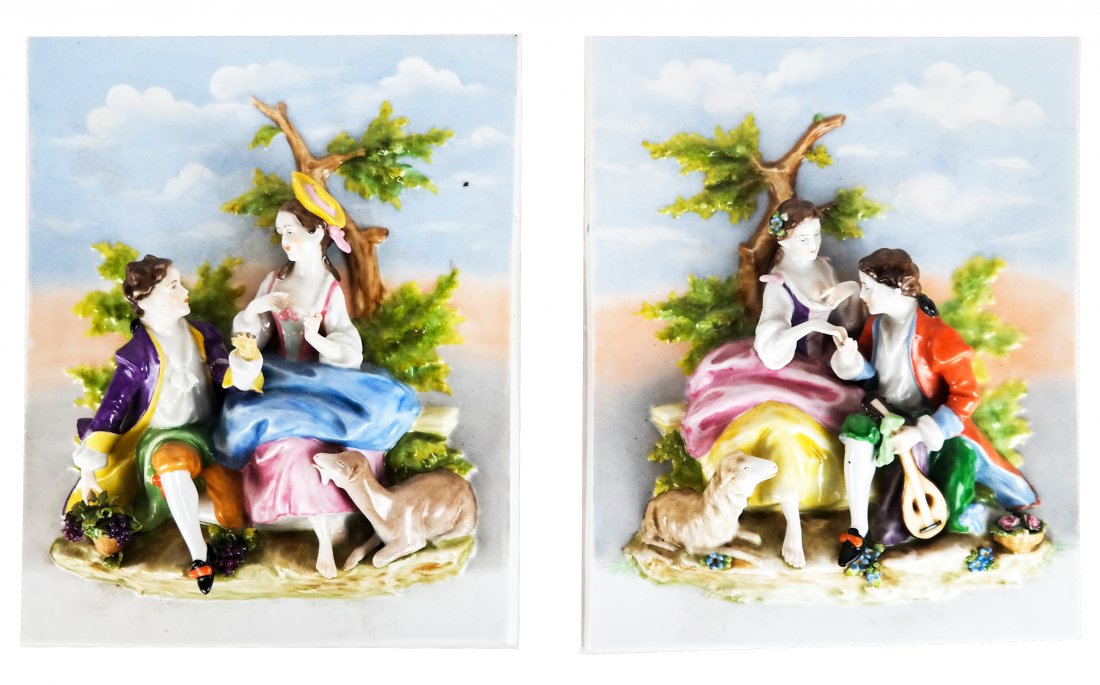Pair of German Porcelain Relief Plaques (1 of 9)